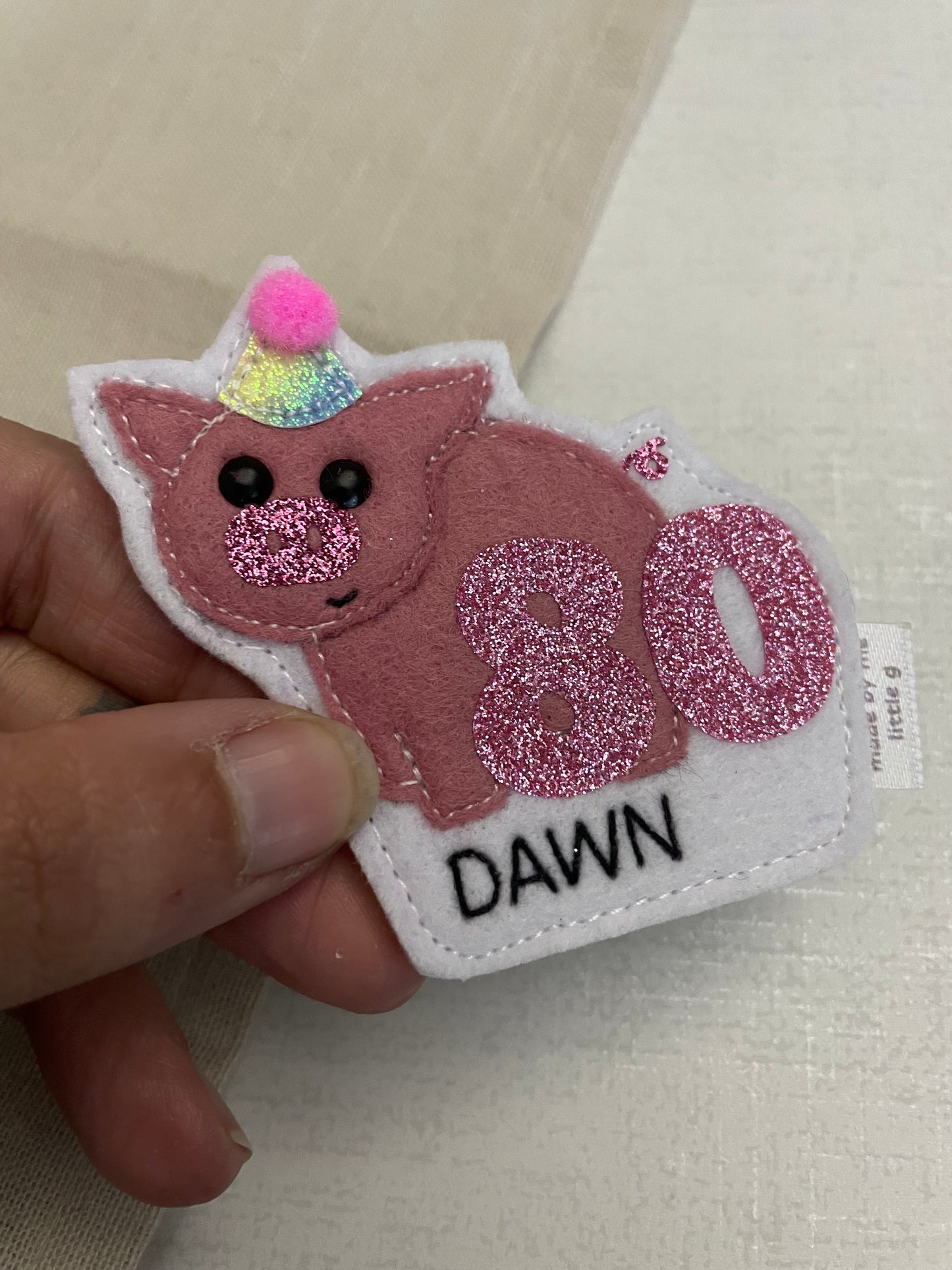 Pig birthday badge