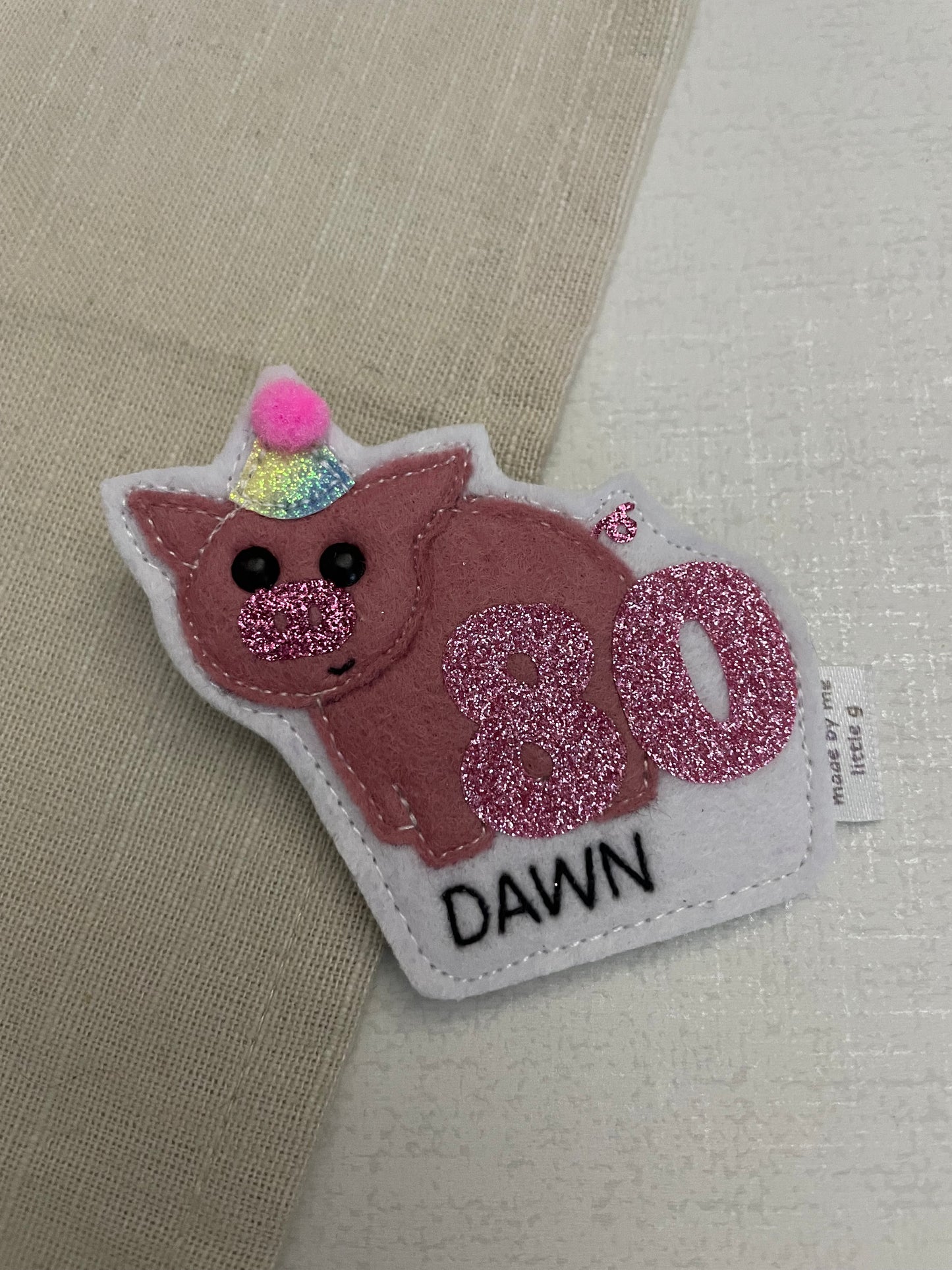 Pig birthday badge