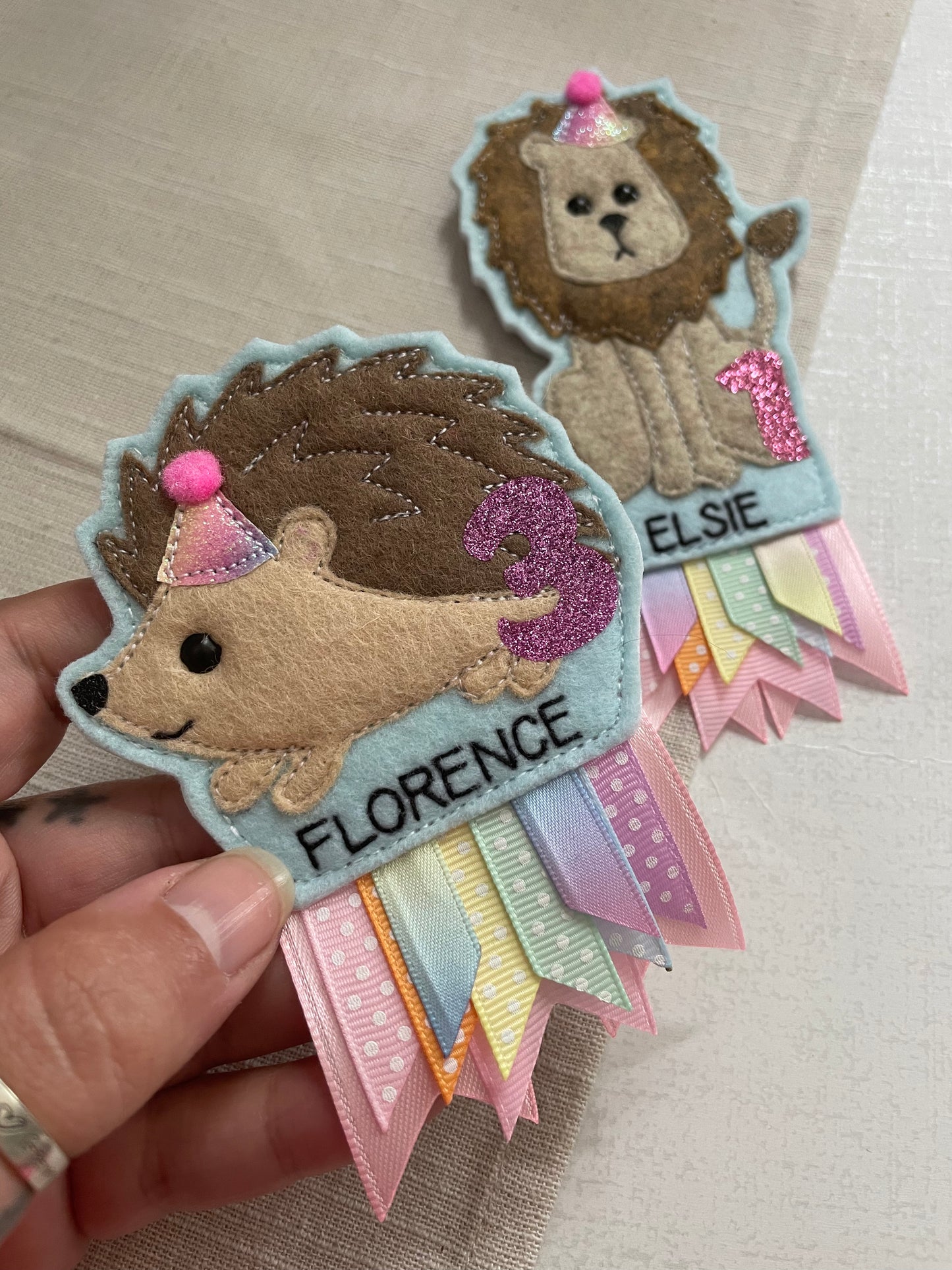 Hedgehog birthday badge