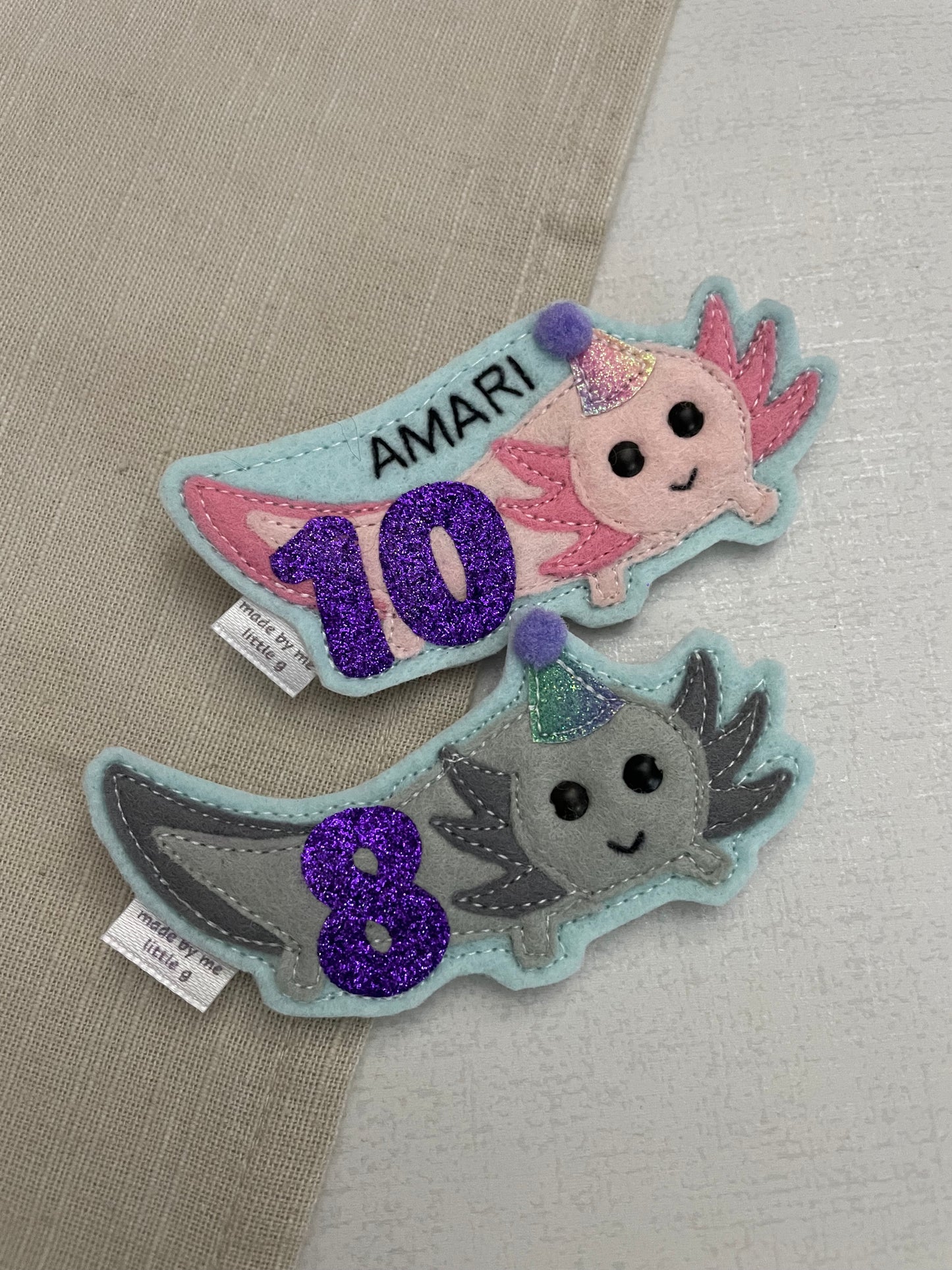 Axolotl birthday badge