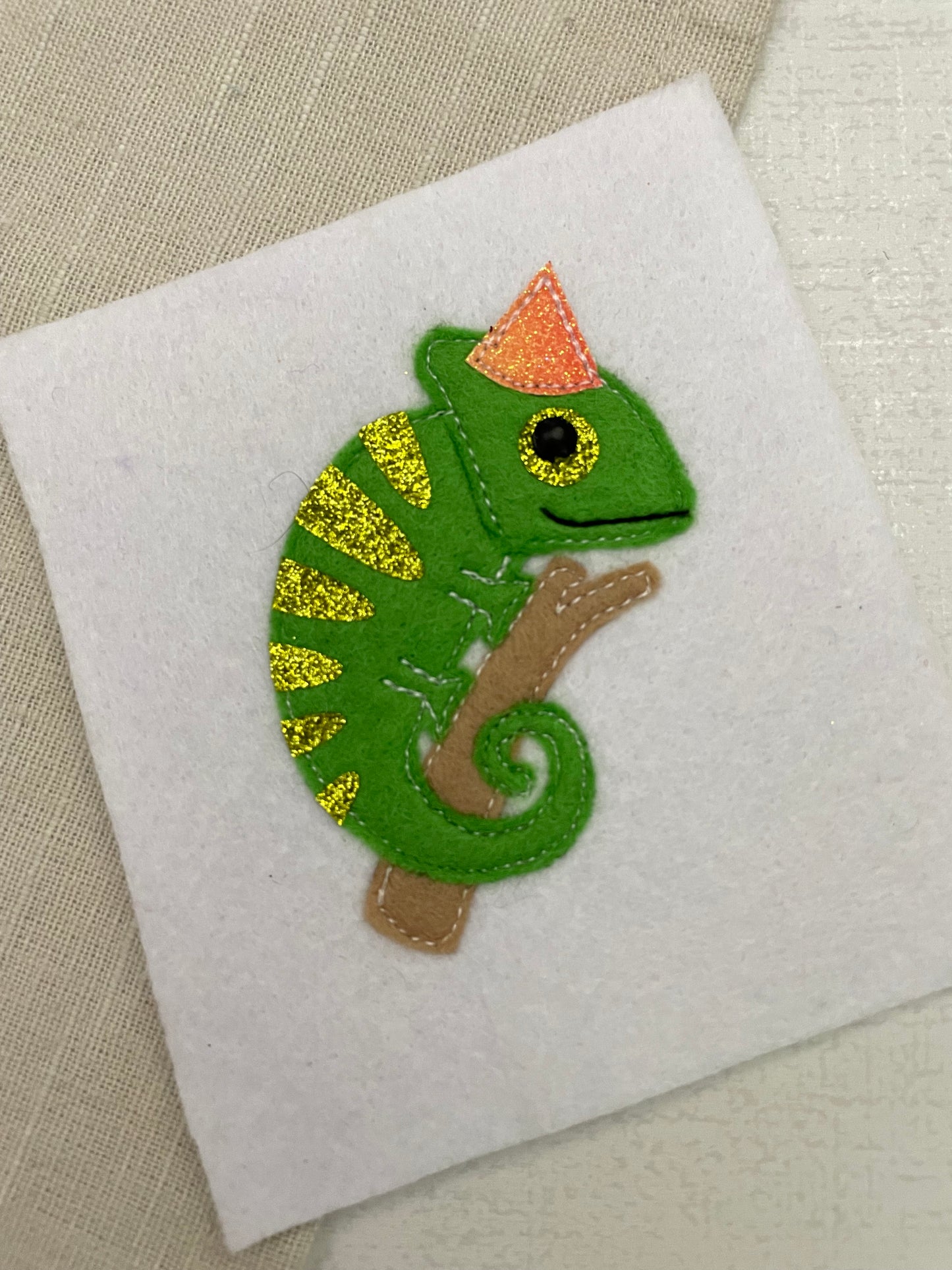 Chameleon birthday badge