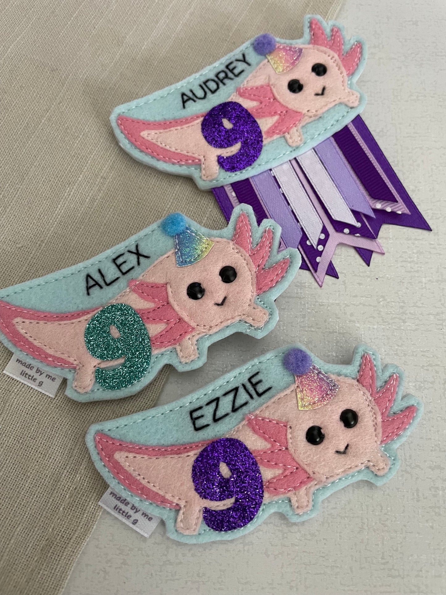 Axolotl birthday badge