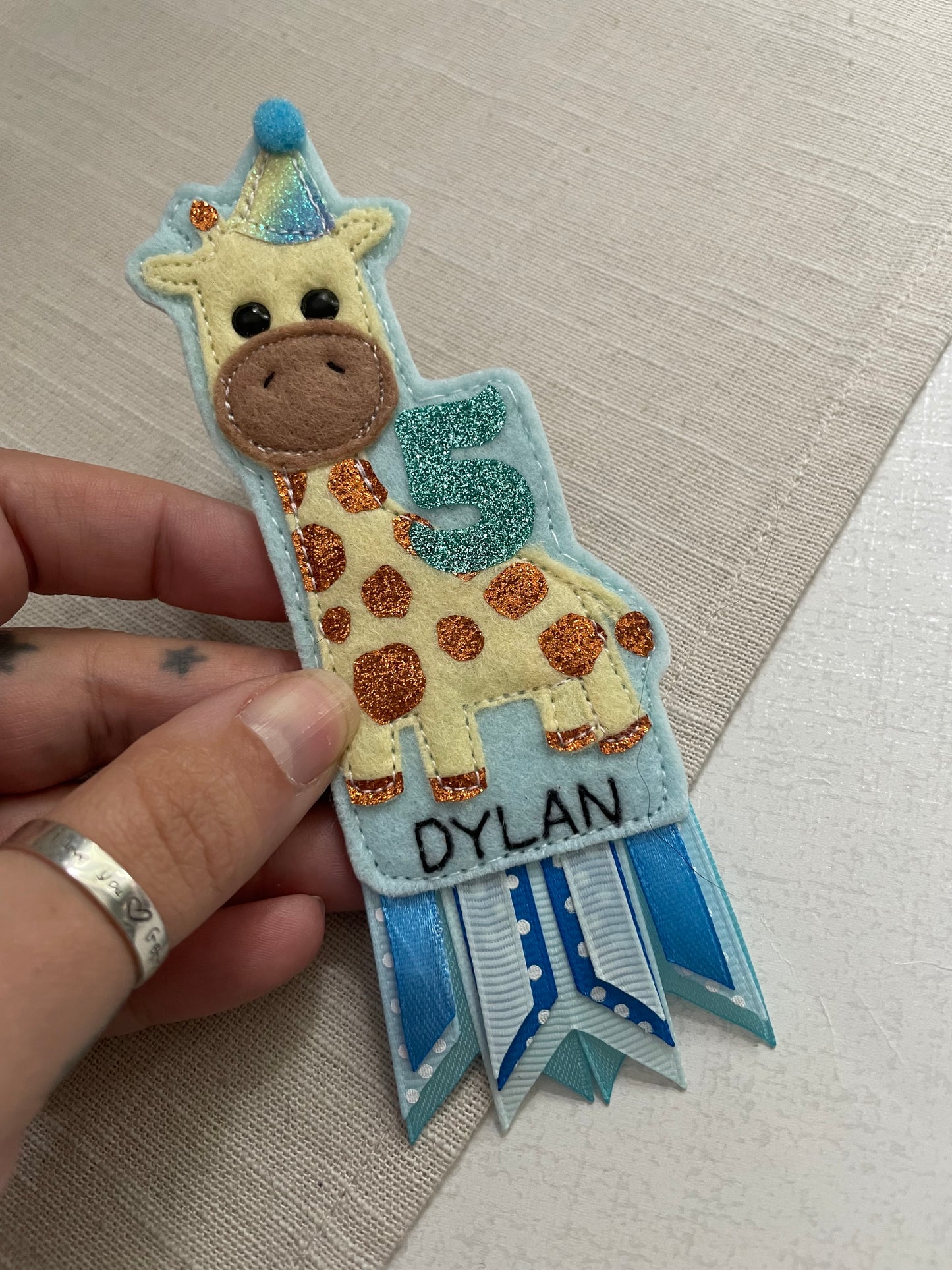 Giraffe birthday badge