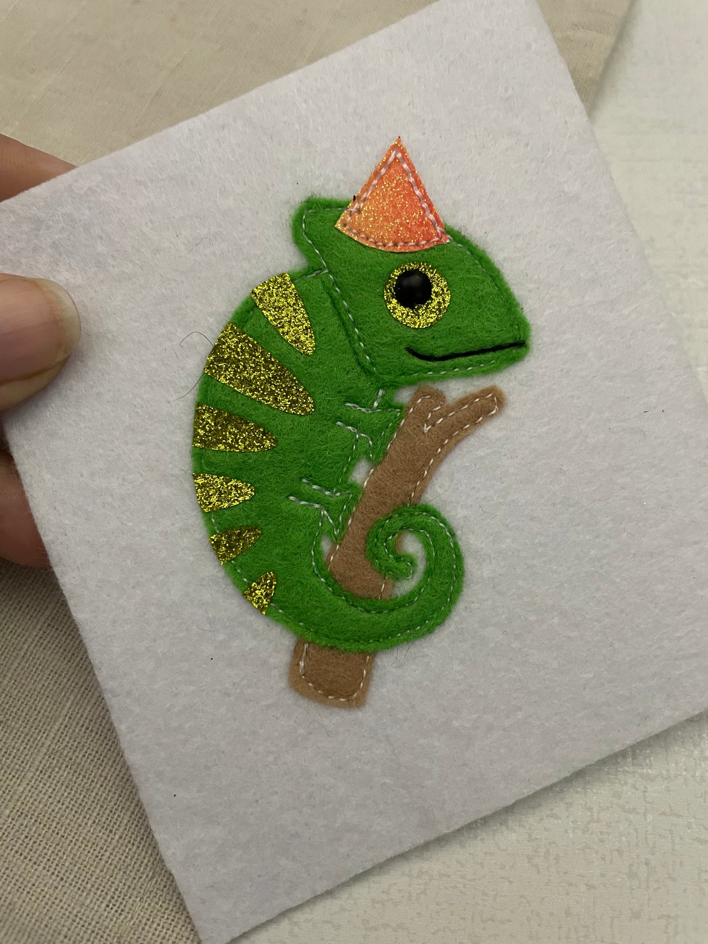 Chameleon birthday badge