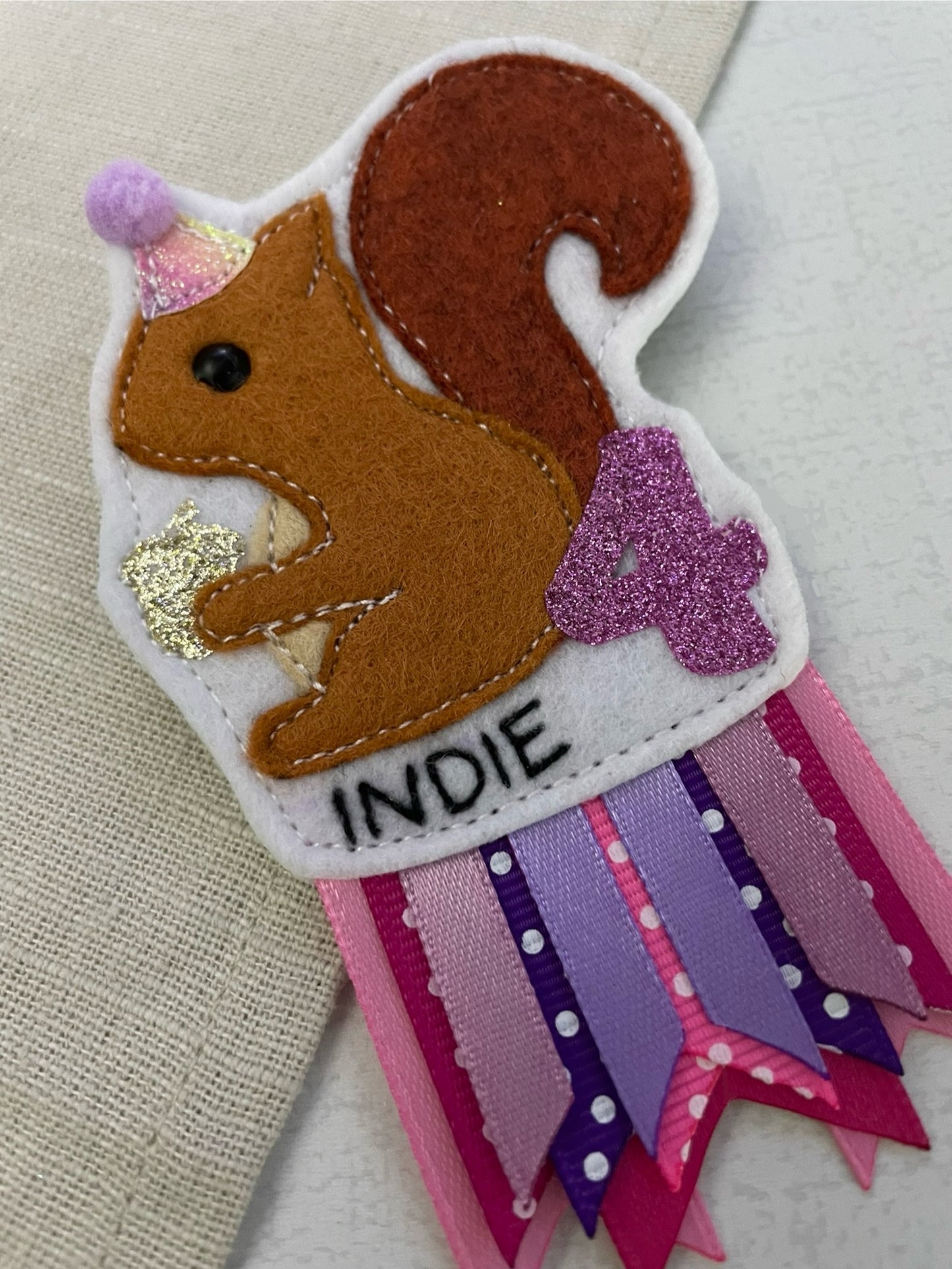 Squirrel birthday badge