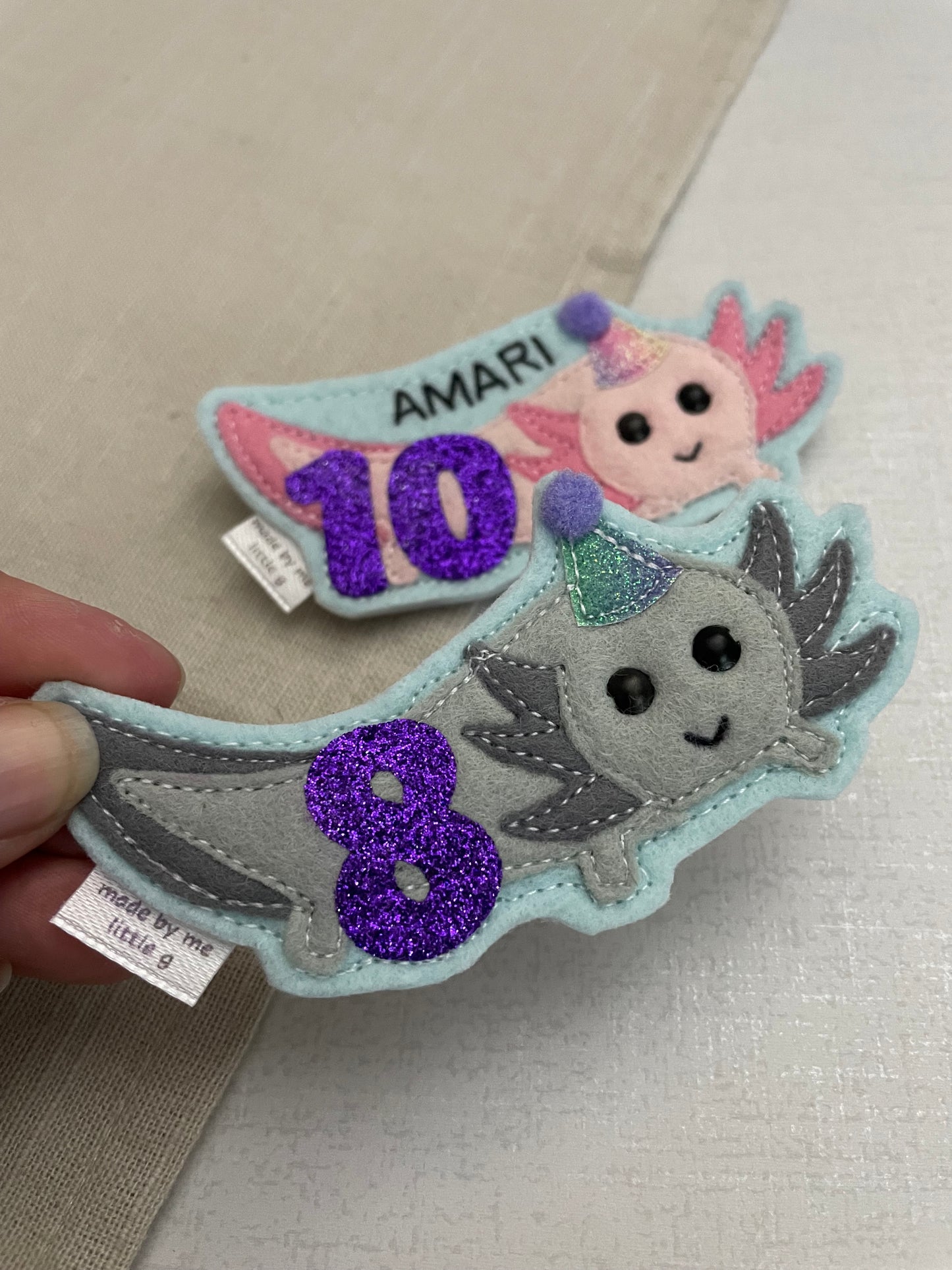 Axolotl birthday badge