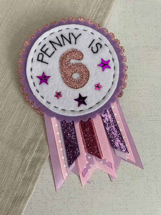 Pink and lilac birthday rosette