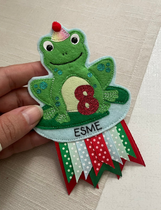 Frog birthday badge