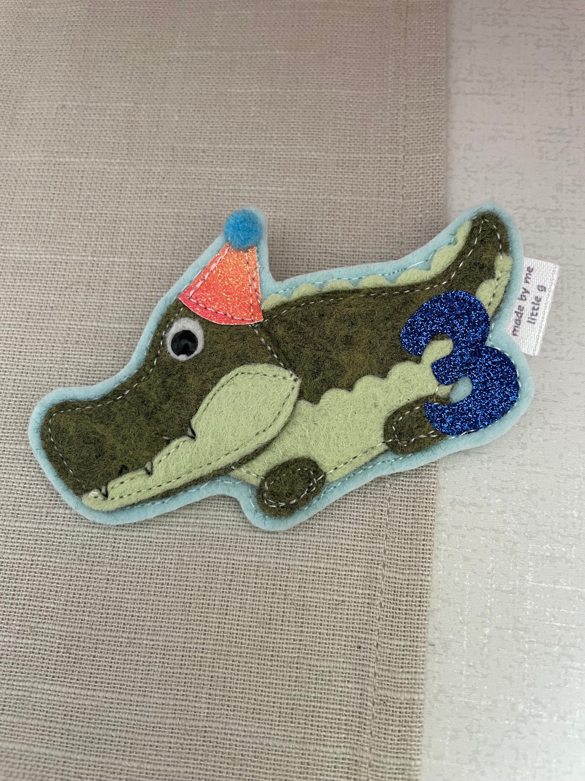 Crocodile birthday badge, PLEASE READ INFO, personalised crocodile birthday badge, birthday badge, crocodile birthday badge