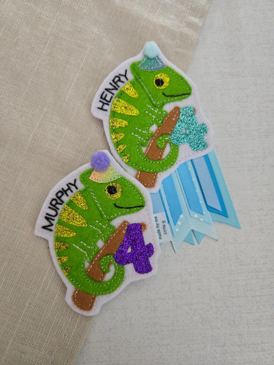 Chameleon birthday badge