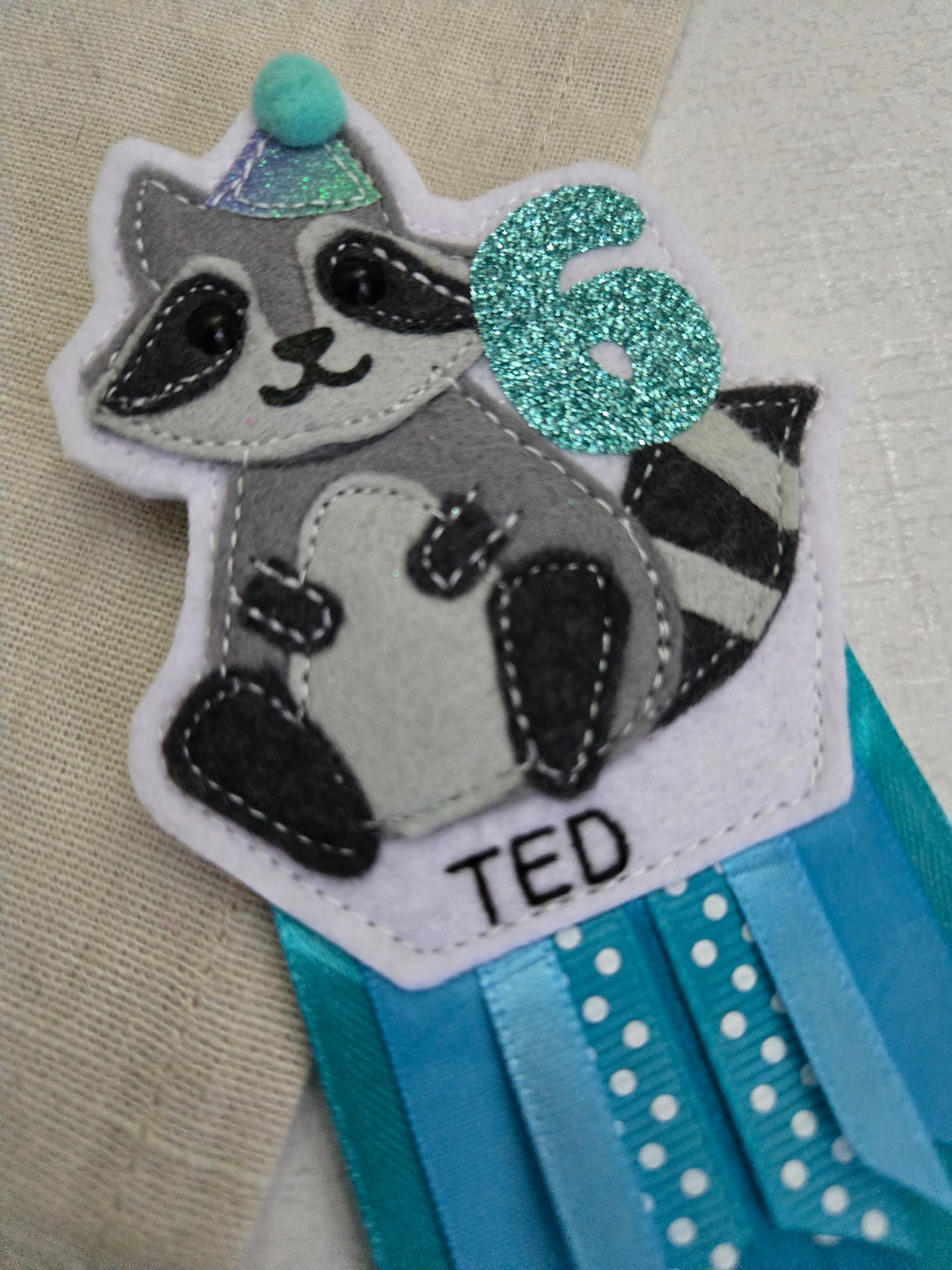 Raccoon birthday badge