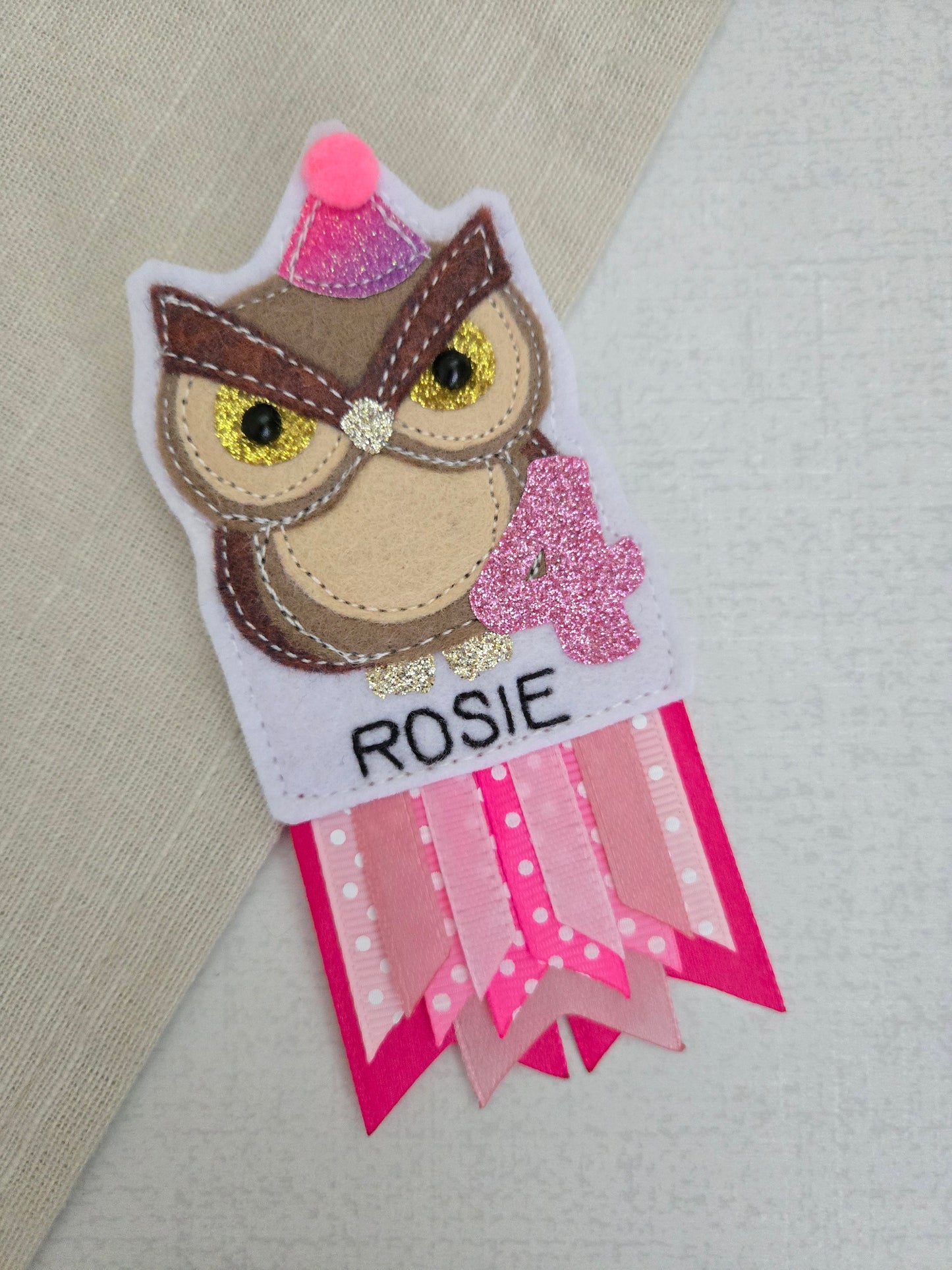 Owl birthday badge