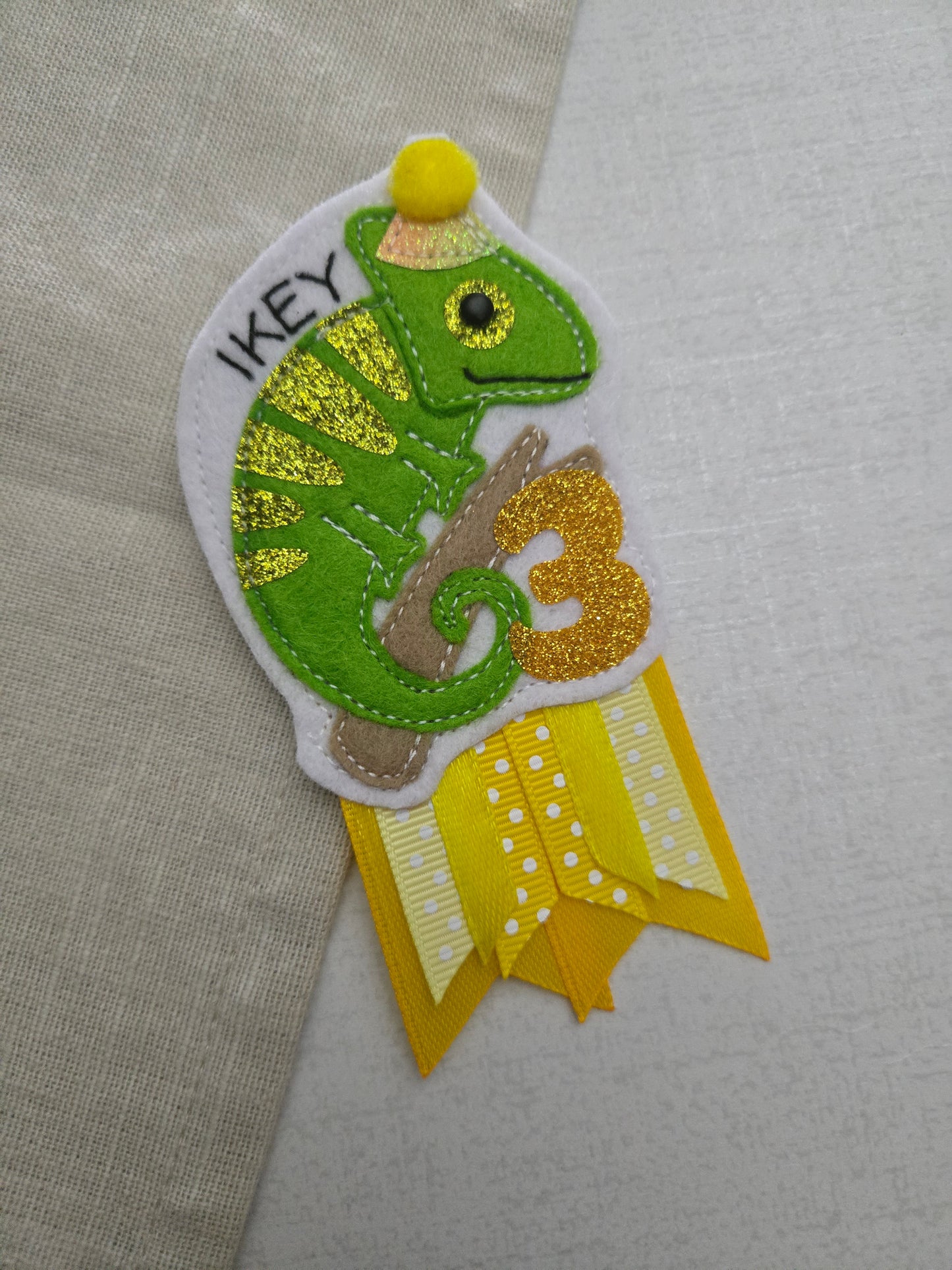 Chameleon birthday badge