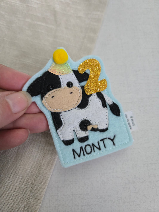 Cow birthday badge