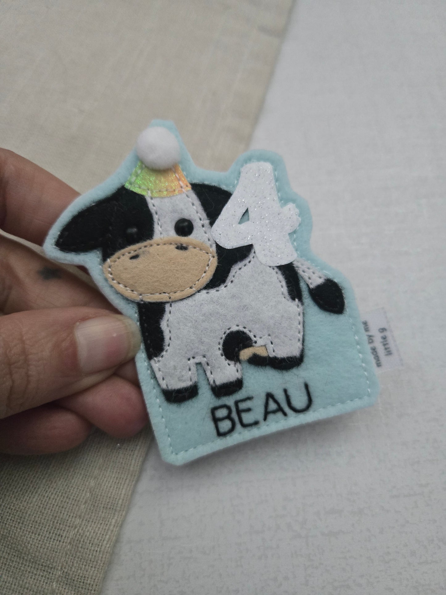 Cow birthday badge