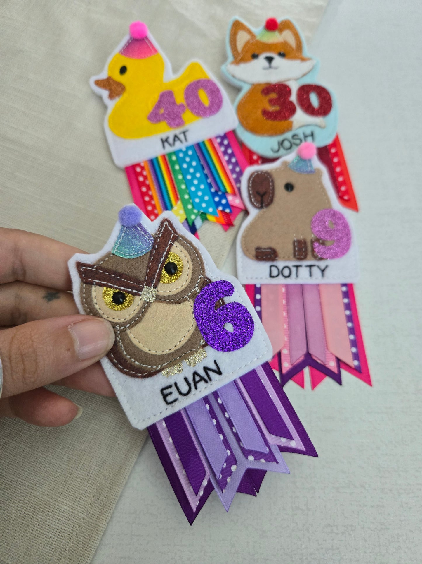 Owl birthday badge