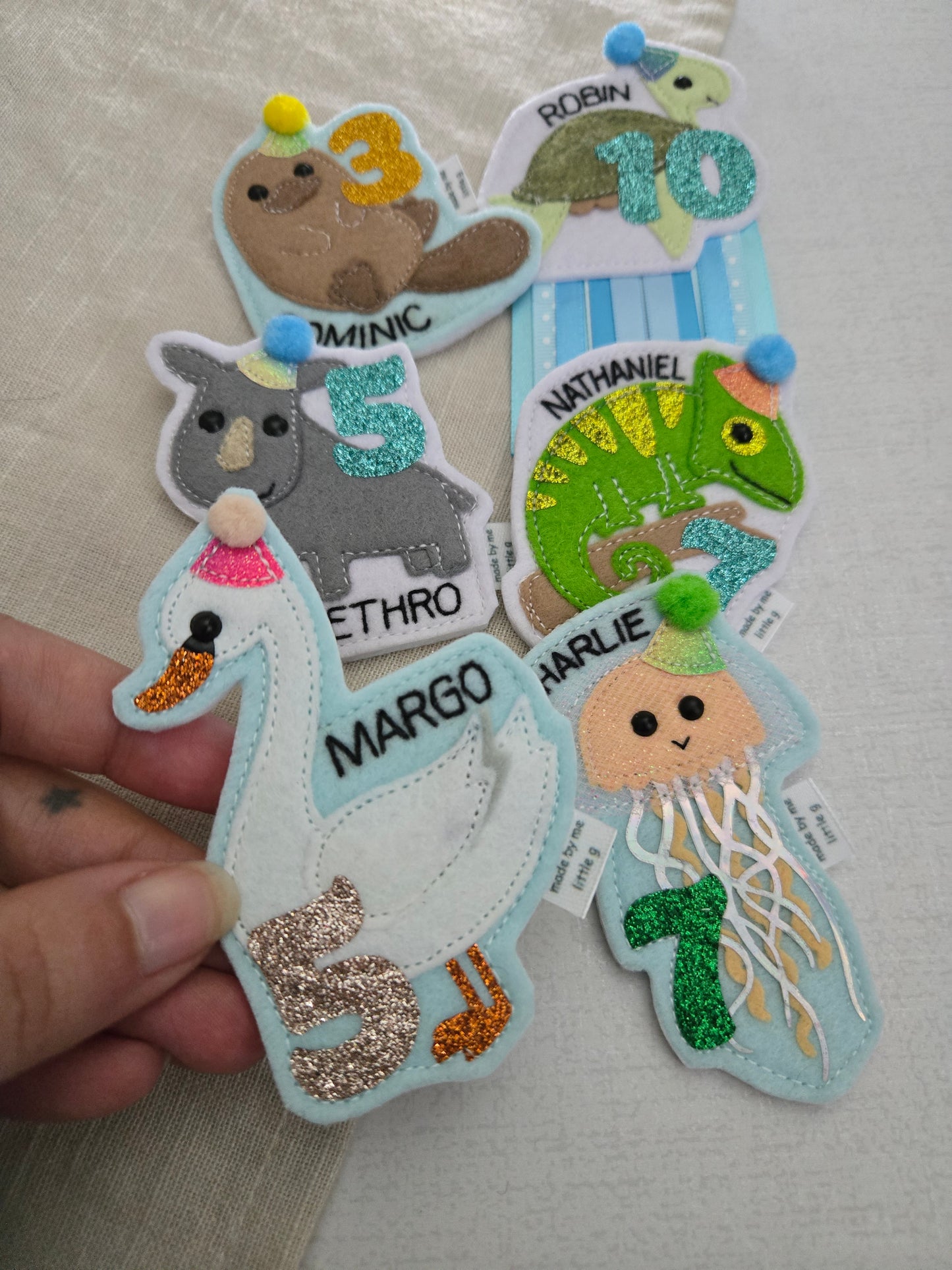 Swan birthday badge