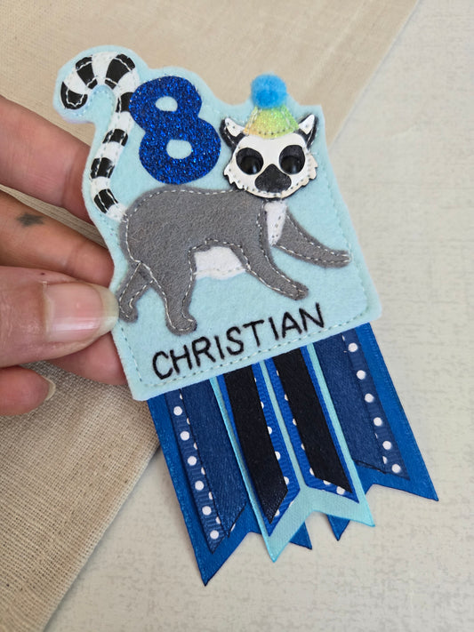 Lemur birthday badge
