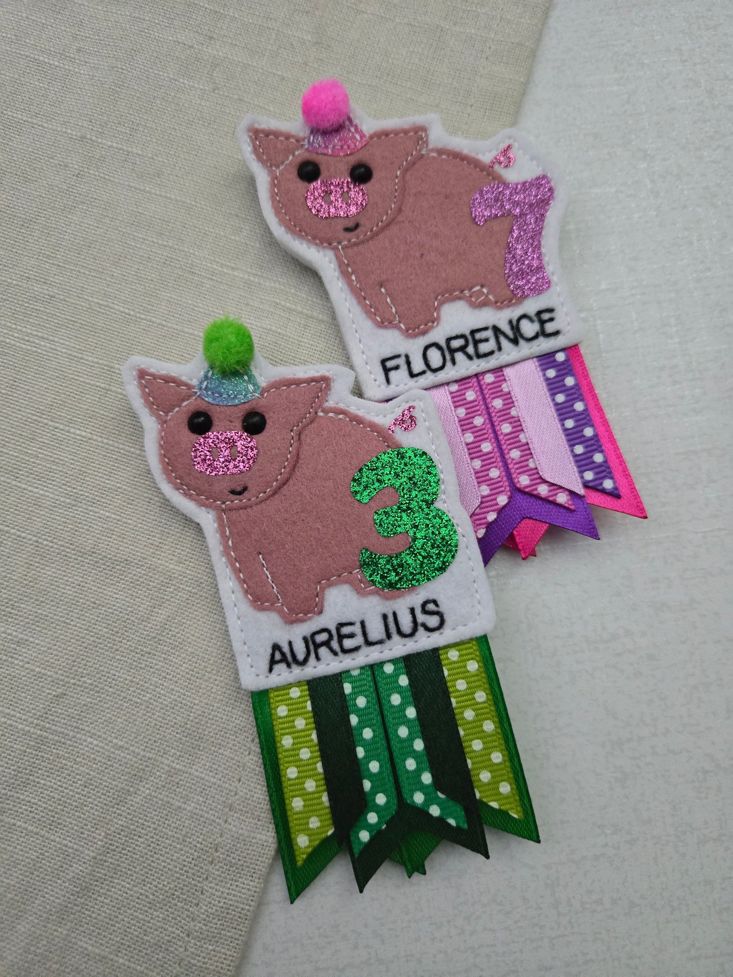 Pig birthday badge