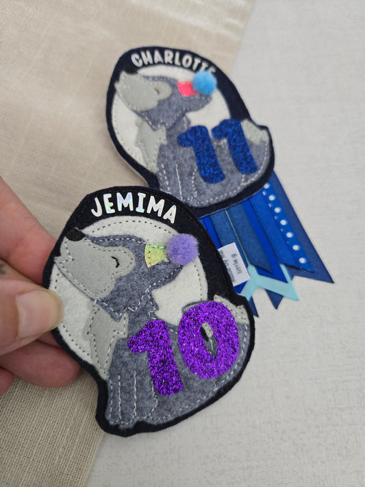 Wolf birthday badge