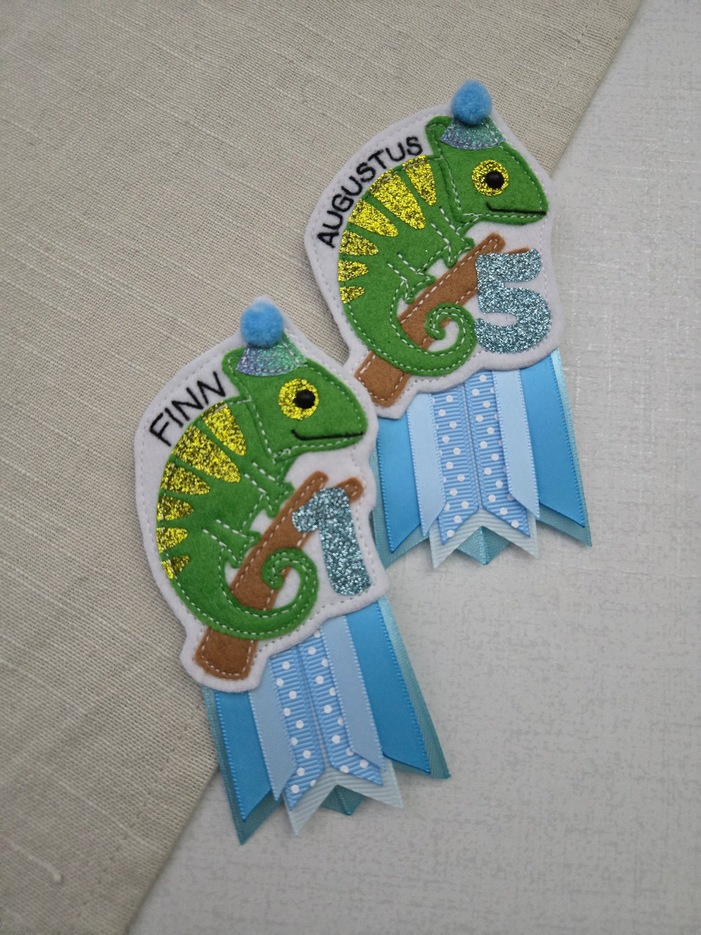 Chameleon birthday badge