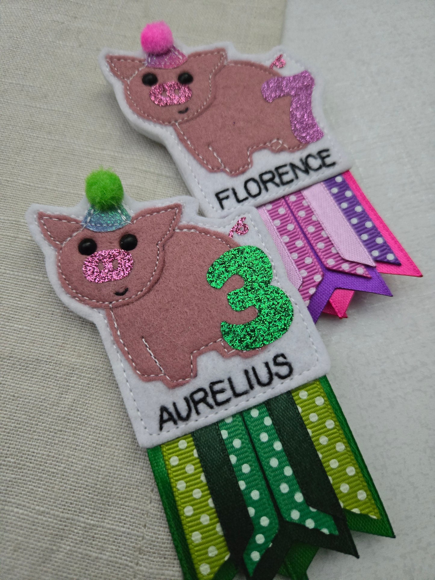 Pig birthday badge