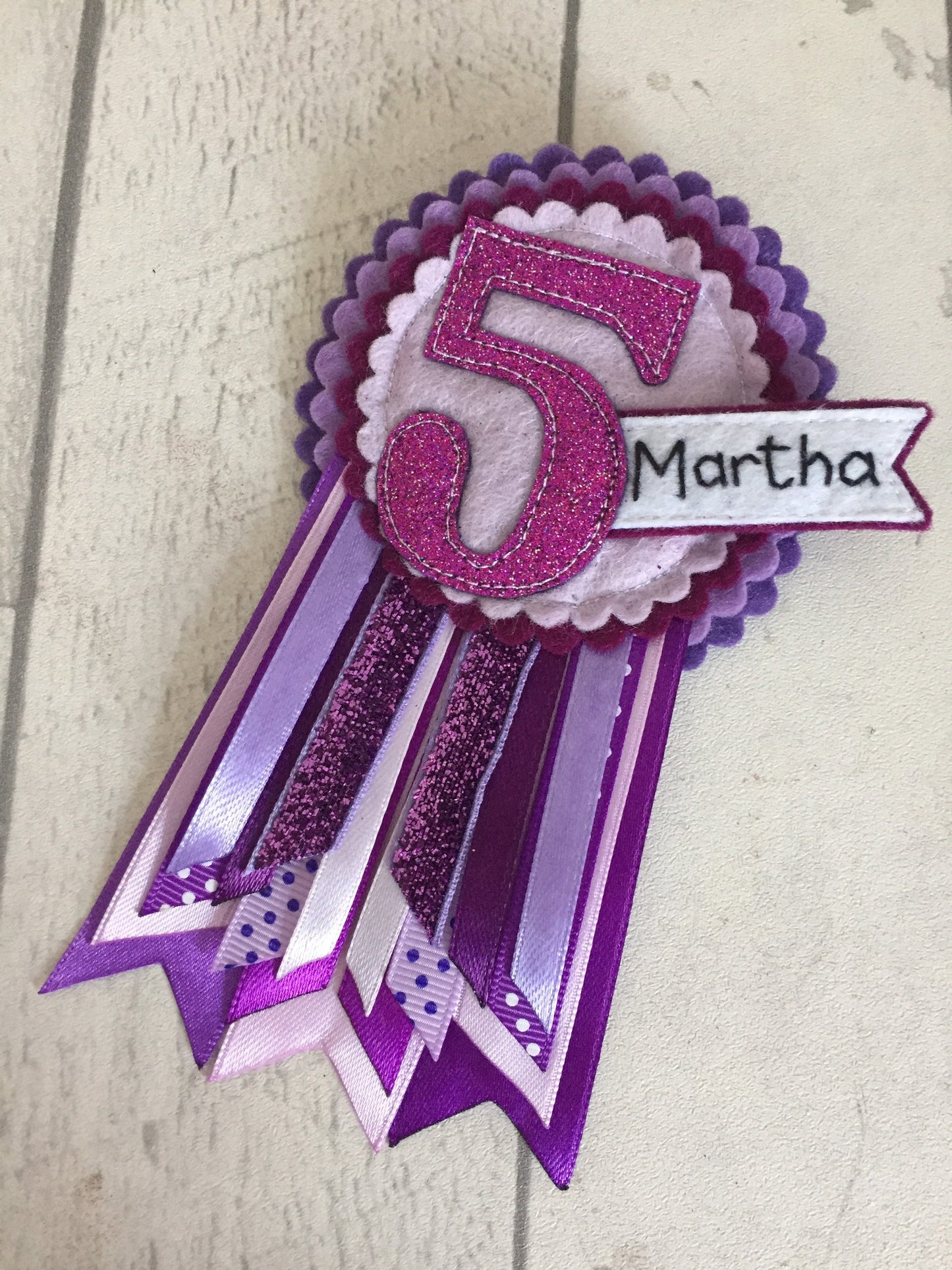 Purple personalised age birthday badge rosette, birthday badge, personalised birthday badge, purple birthday badge, name birthday badge