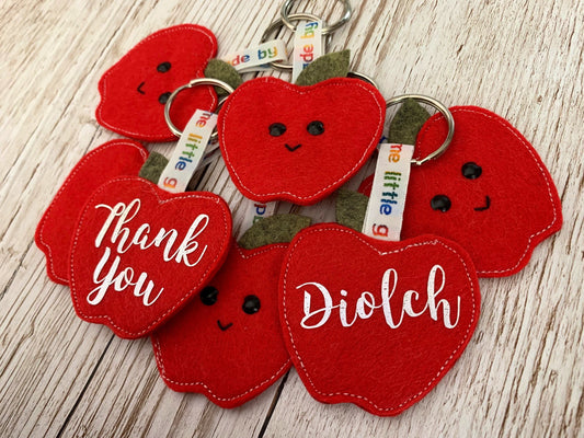 Teachers apple thank you, diolch keyring, teachers gift, thank you gift