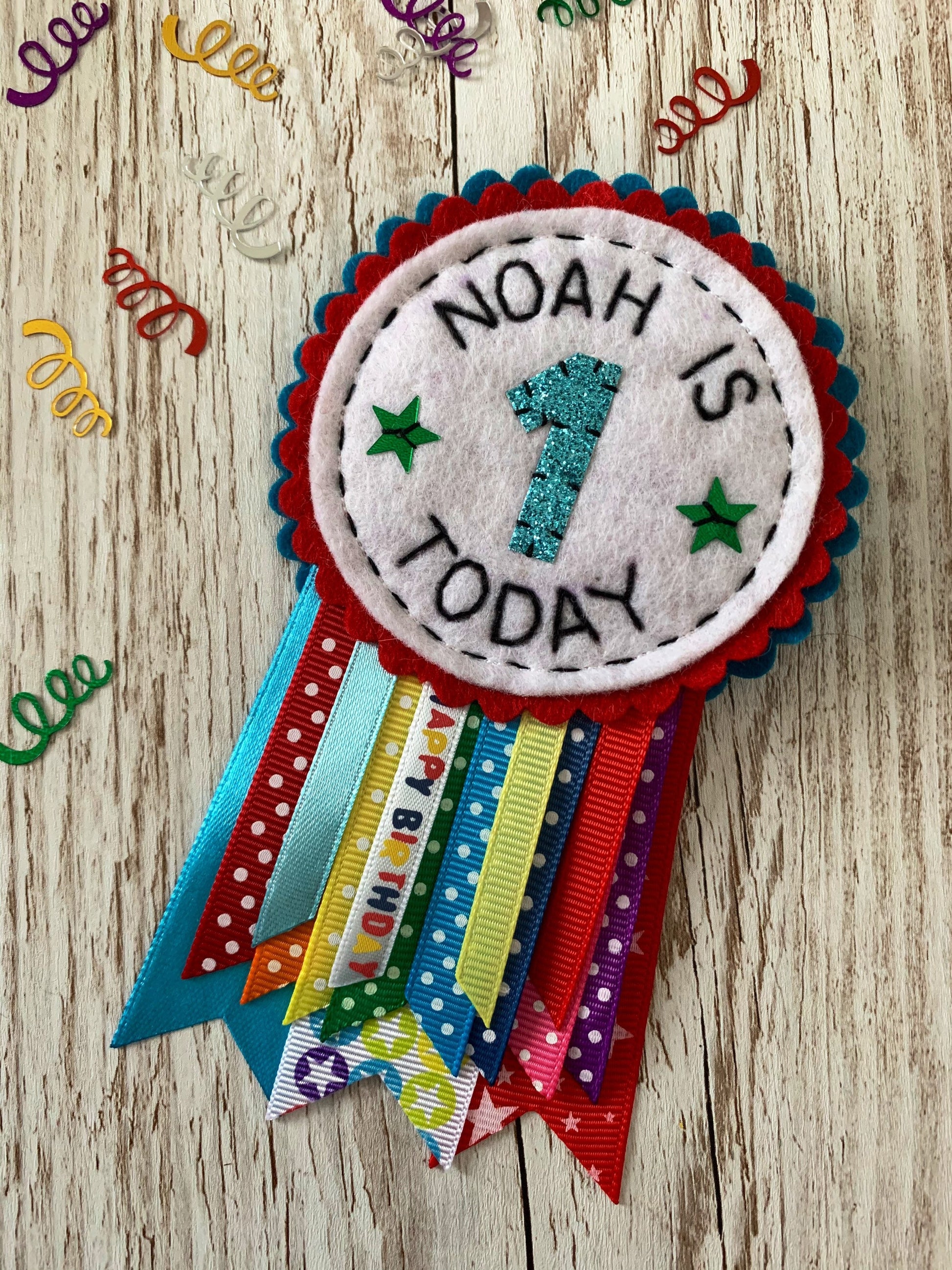 Personalised birthday badge rosette, birthday badge, personalised birthday badge, rainbow birthday badge, name birthday badge