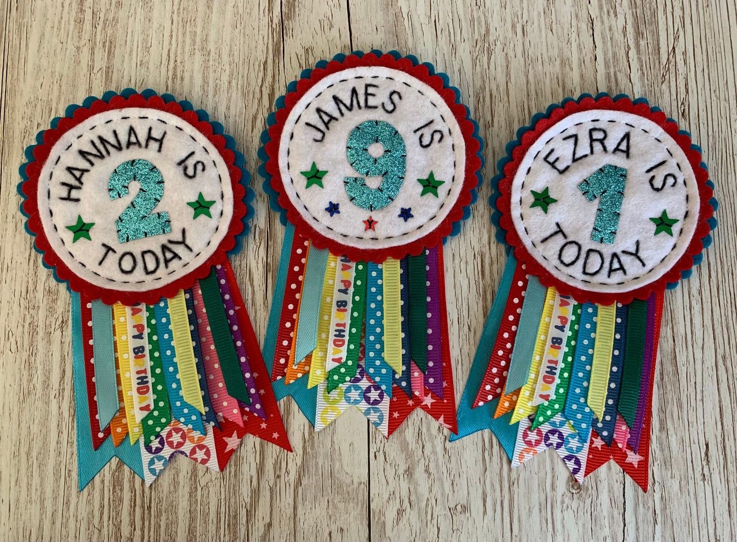 Personalised birthday badge rosette, birthday badge, personalised birthday badge, rainbow birthday badge, name birthday badge