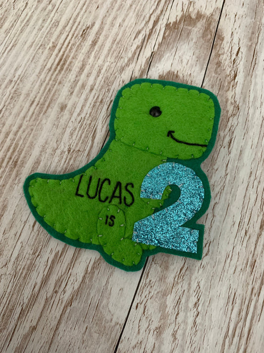 Dinosaur t-Rex personalised birthday badge, birthday badge, personalised birthday badge