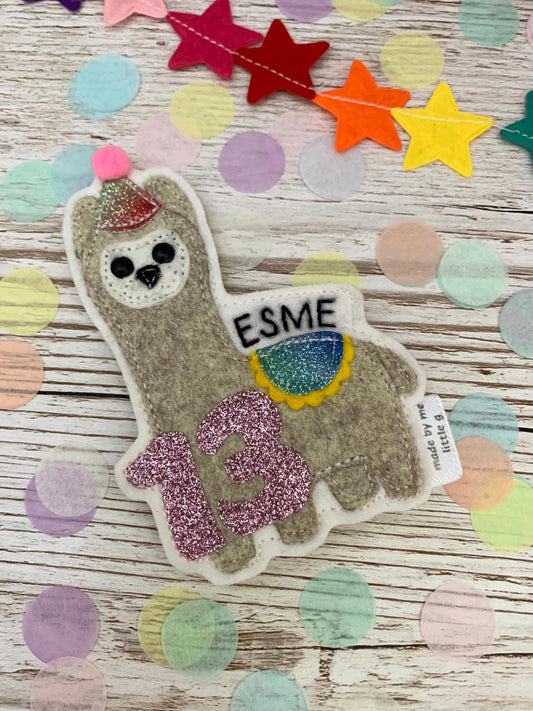 Lama personalised birthday badge, birthday badge, personalised birthday badge, lama badge