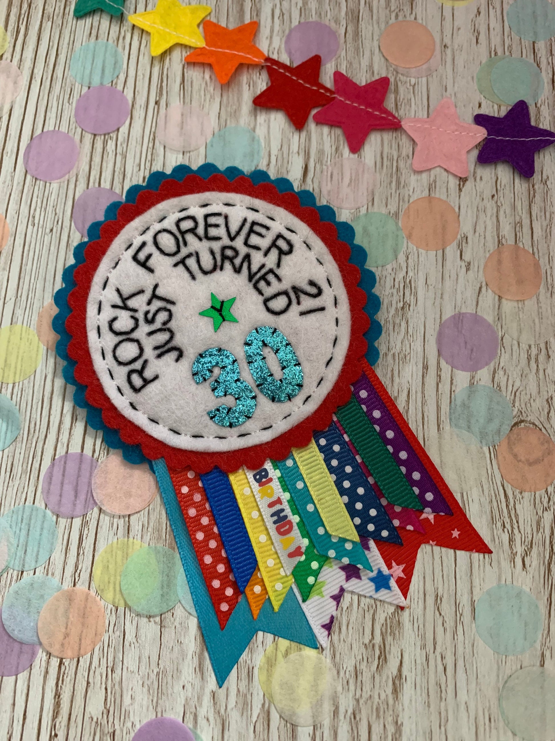 Personalised birthday badge rosette, birthday badge, personalised birthday badge, rainbow birthday badge, name birthday badge