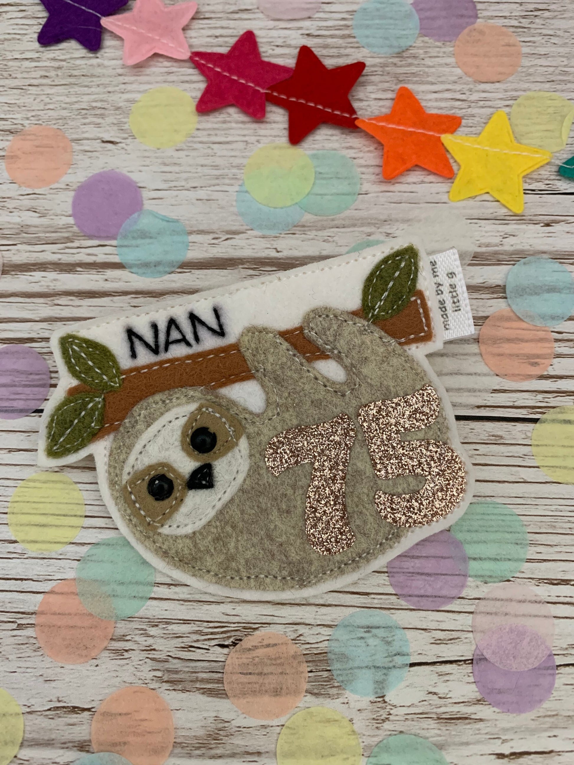 Sloth personalised birthday badge, birthday badge, personalised birthday badge, sloth badge, sloth birthday