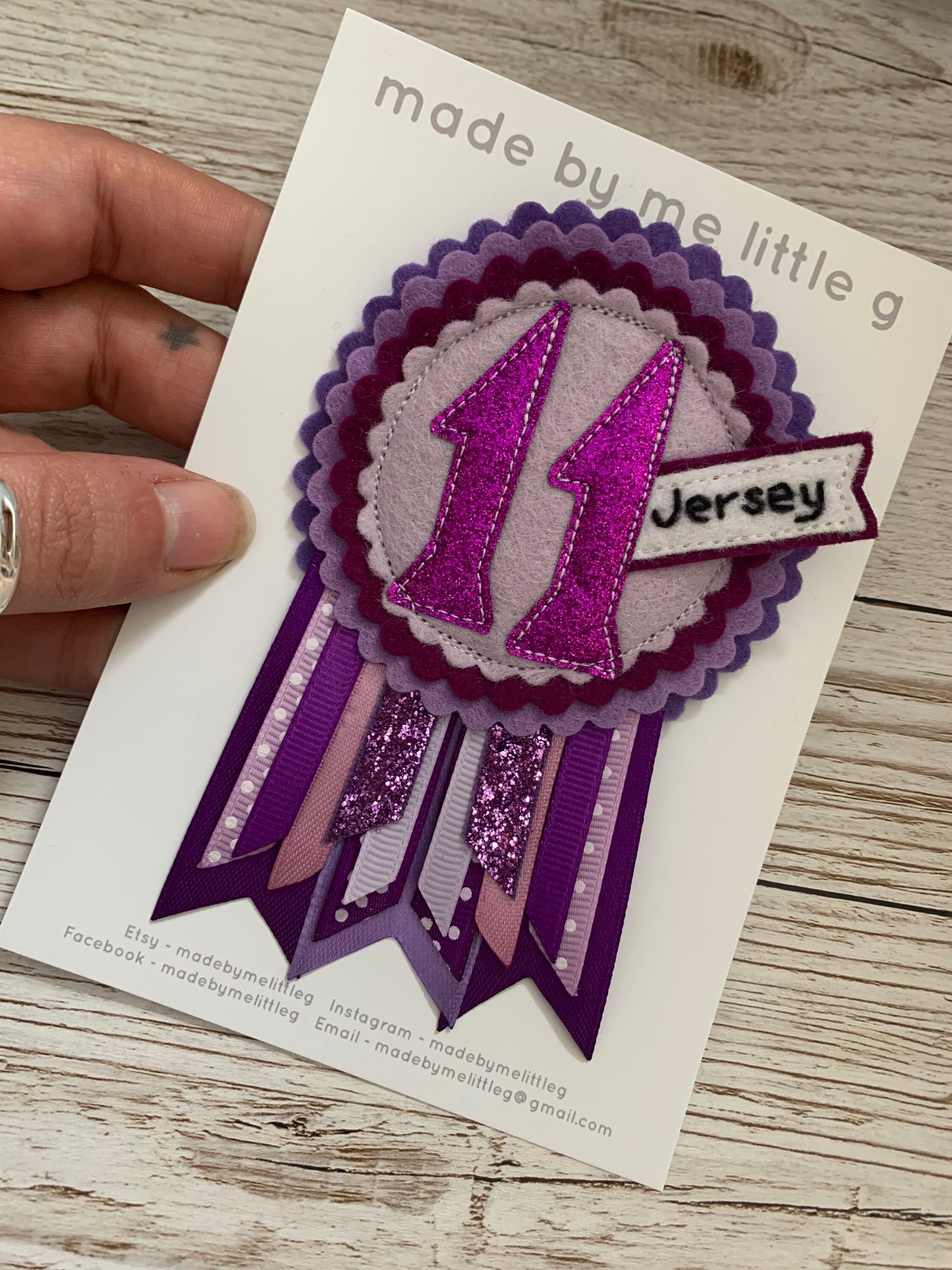 Purple personalised age birthday badge rosette, birthday badge, personalised birthday badge, purple birthday badge, name birthday badge