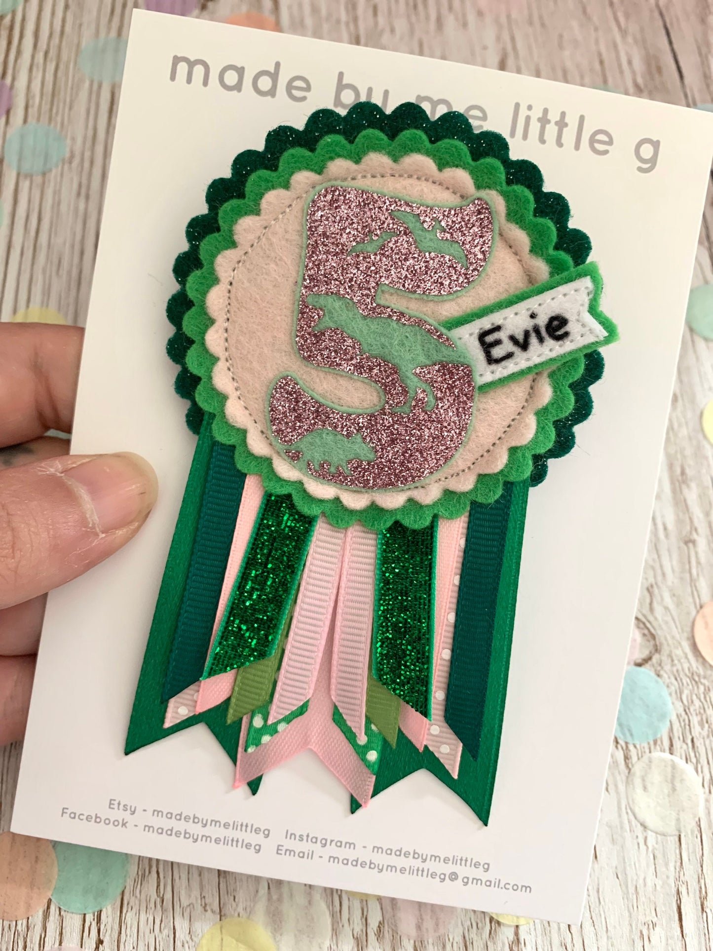 Dinosaur personalised age birthday badge rosette, birthday badge, personalised birthday badge