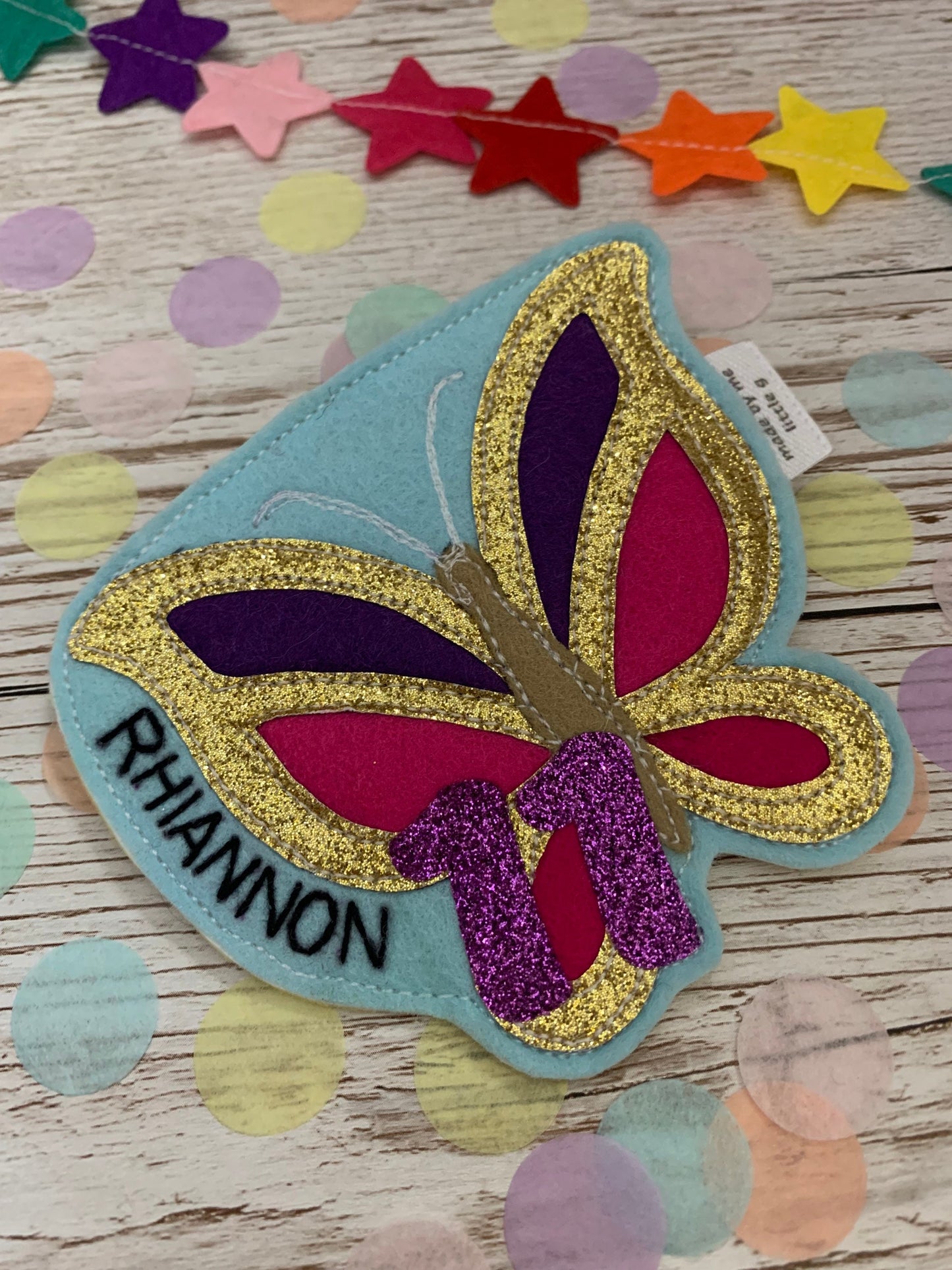 Butterfly birthday badge, birthday badge, personalised butterfly badge, butterfly badge,