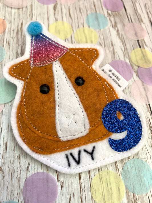 Guinea pig birthday badge, personalised guinea pig birthday badge, birthday badge, guinea pig badge, guinea pig birthday