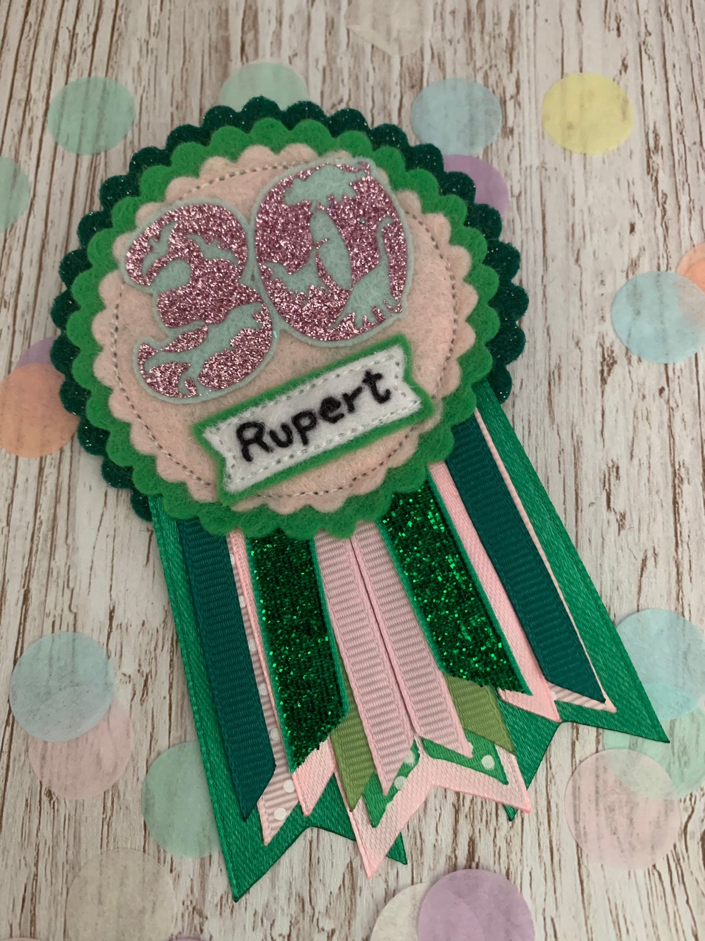 Dinosaur personalised age birthday badge rosette, birthday badge, personalised birthday badge