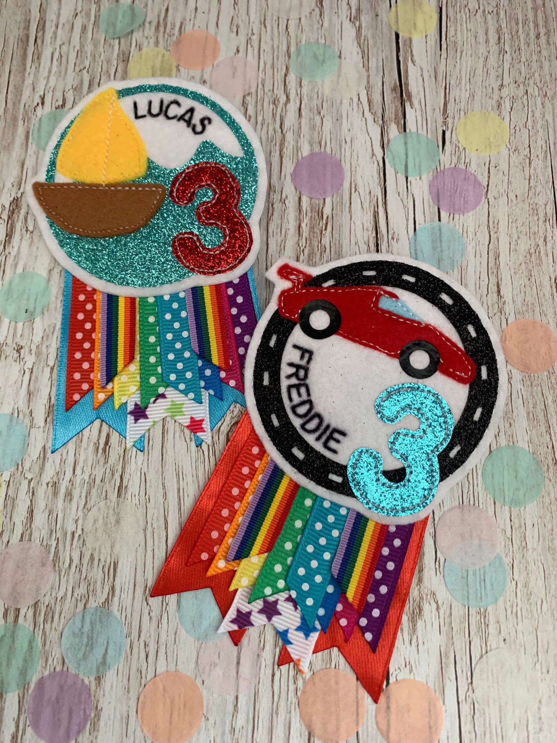 Personalised birthday badge rosette, birthday badge, car birthday badge, boat birthday badge, digger birthday badge
