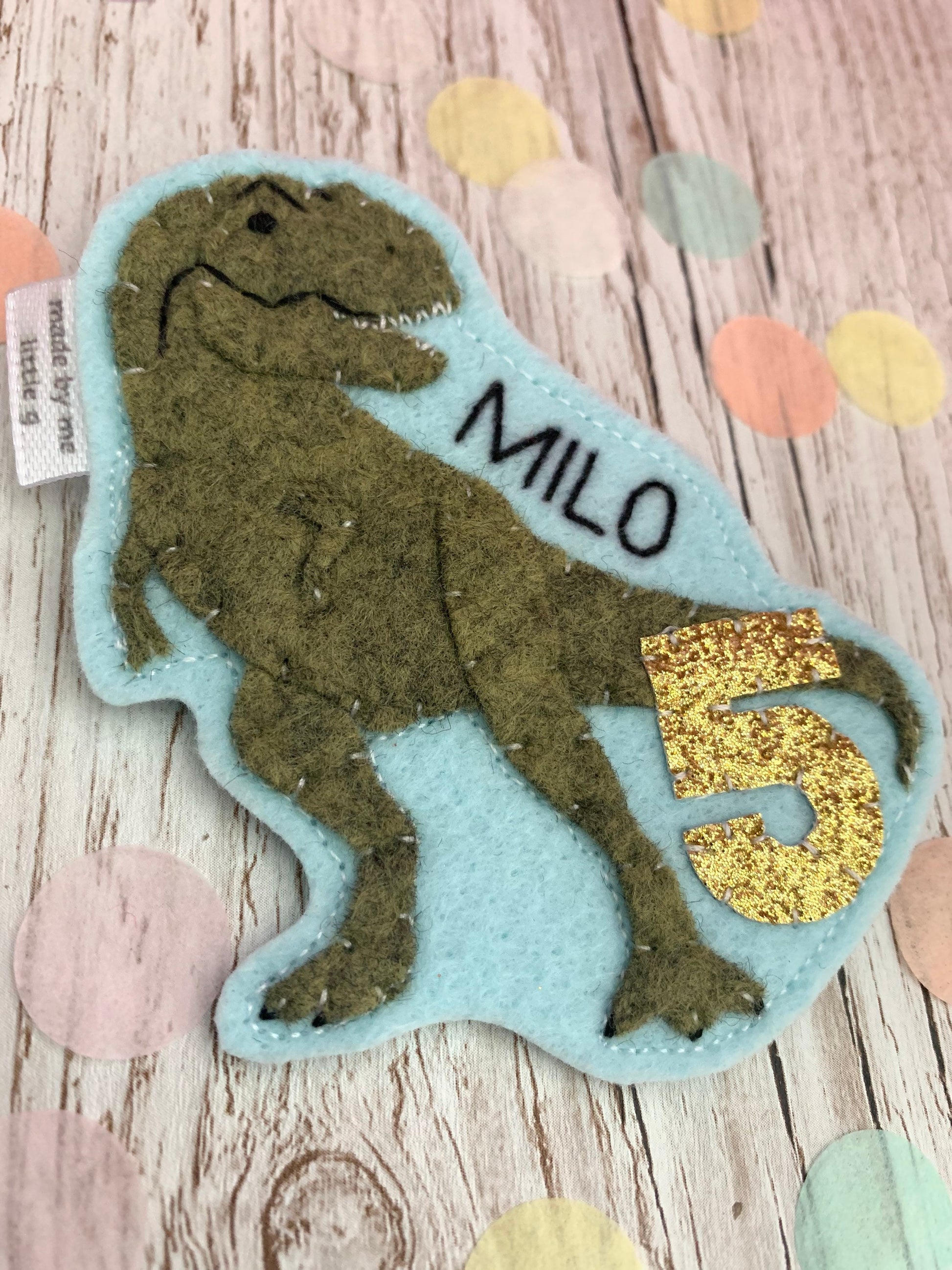 T-Rex dinosaur birthday badge, birthday badge, dino birthday badge, personalised birthday badge