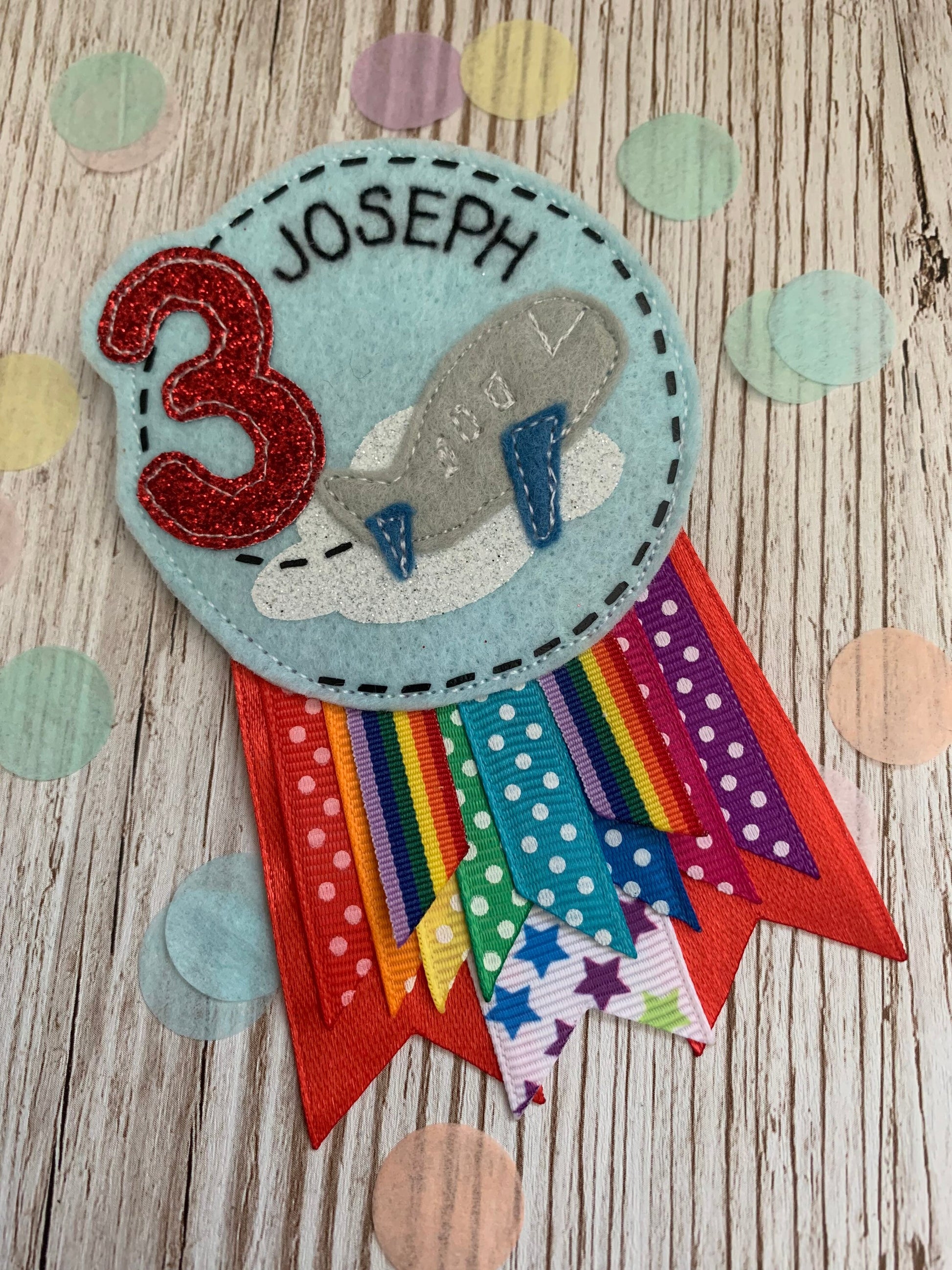 Personalised birthday badge rosette, birthday badge, car birthday badge, boat birthday badge, digger birthday badge