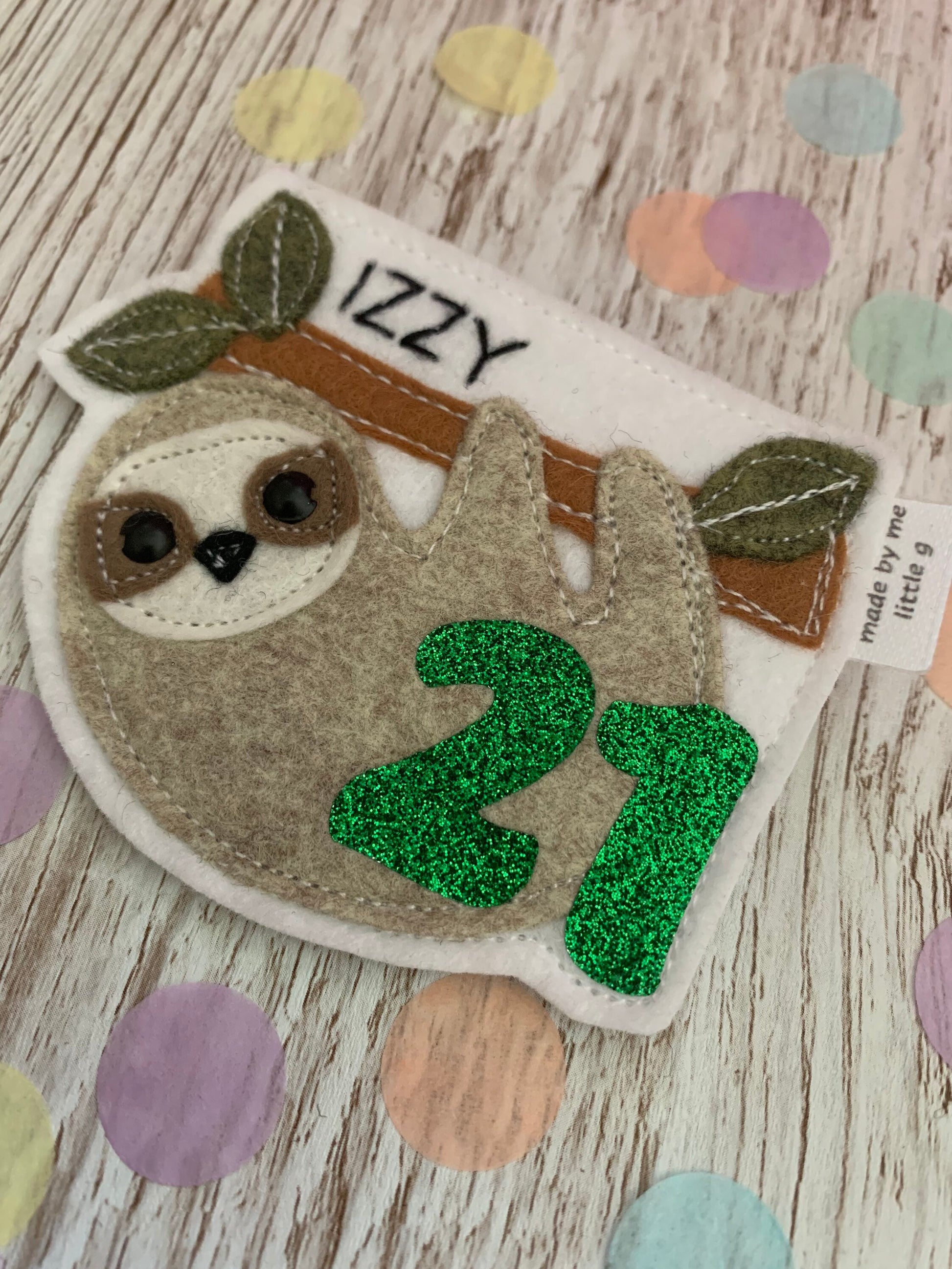 Sloth personalised birthday badge, birthday badge, personalised birthday badge, sloth badge, sloth birthday