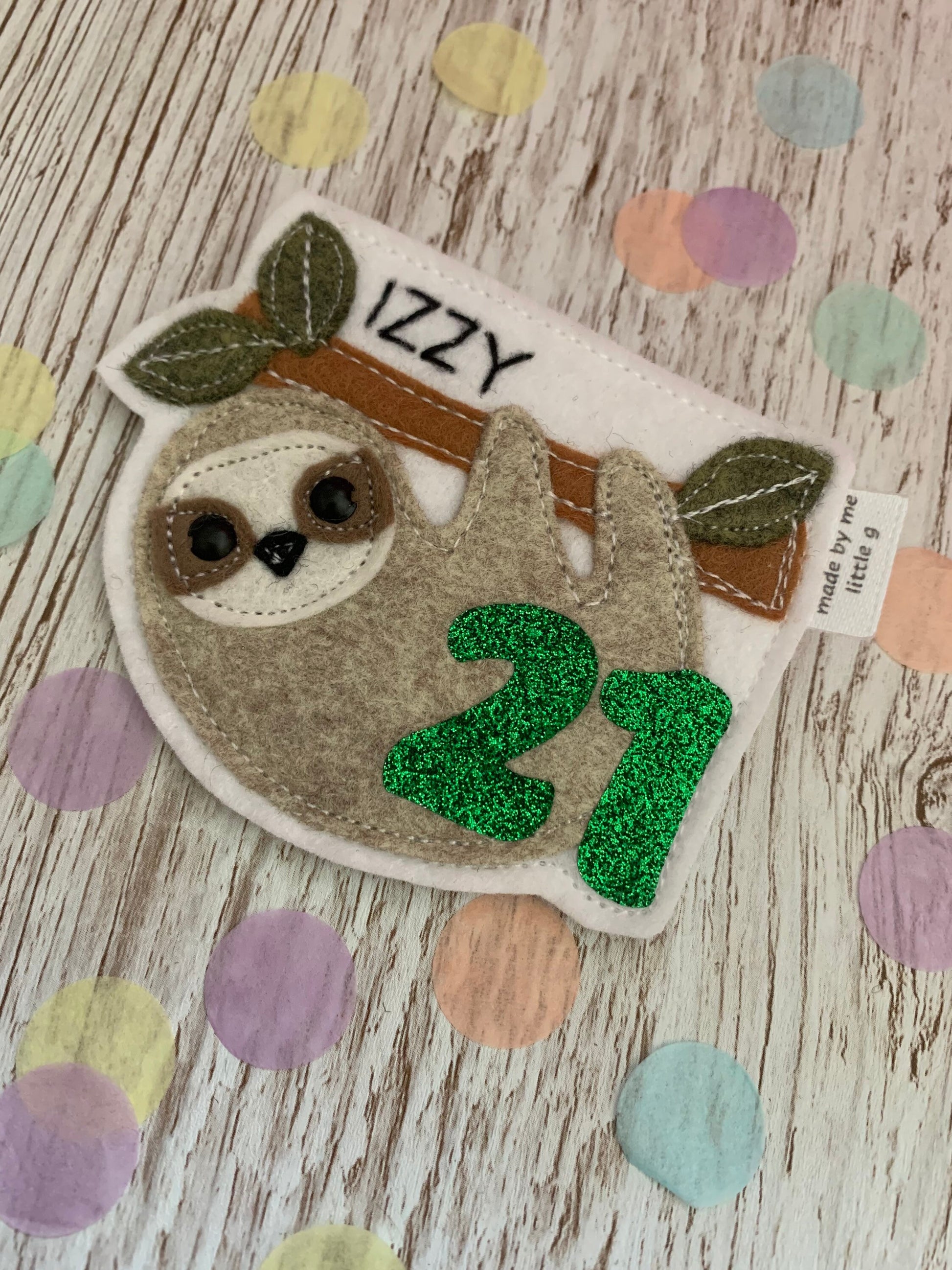 Sloth personalised birthday badge, birthday badge, personalised birthday badge, sloth badge, sloth birthday