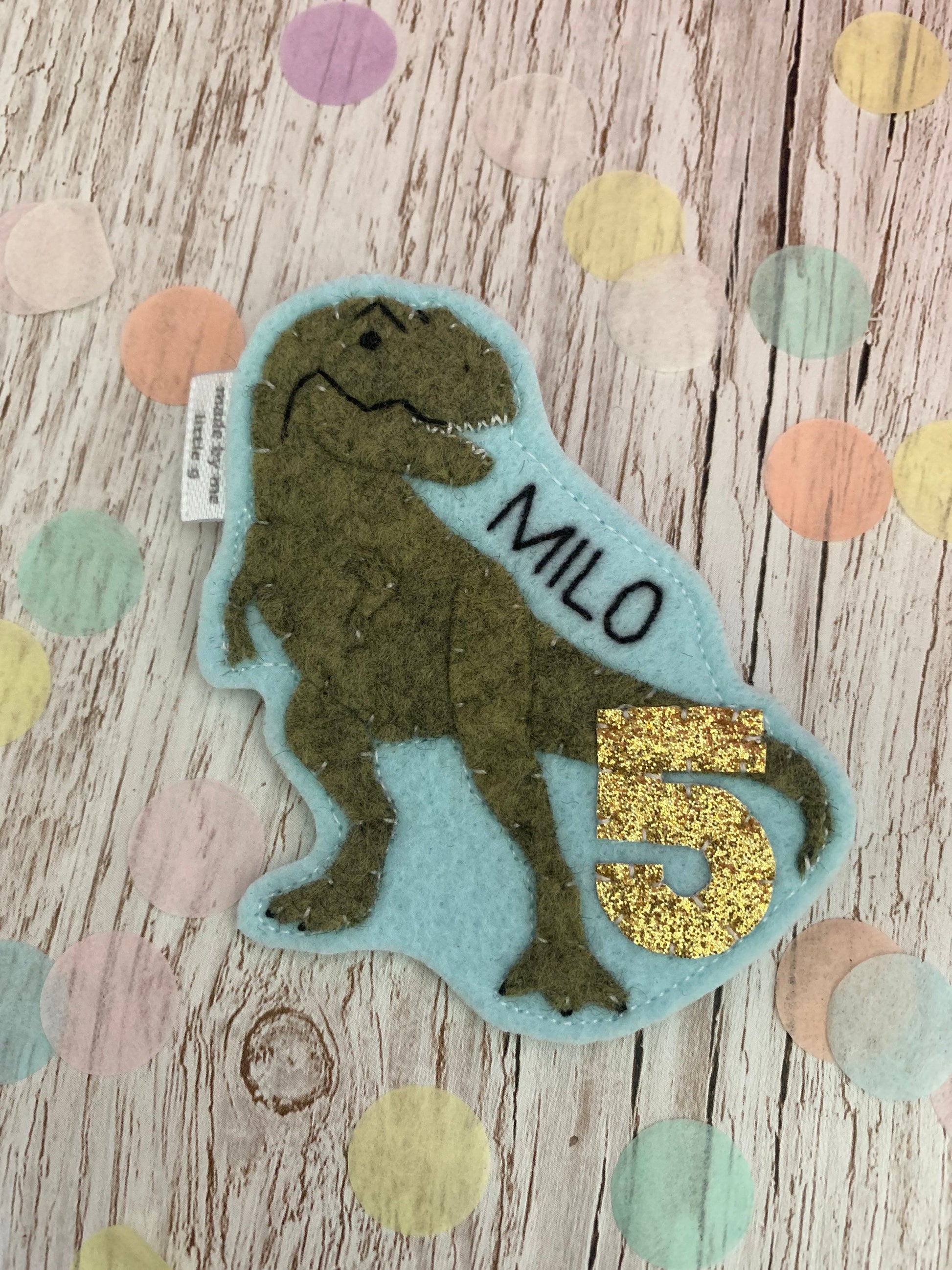 T-Rex dinosaur birthday badge, birthday badge, dino birthday badge, personalised birthday badge