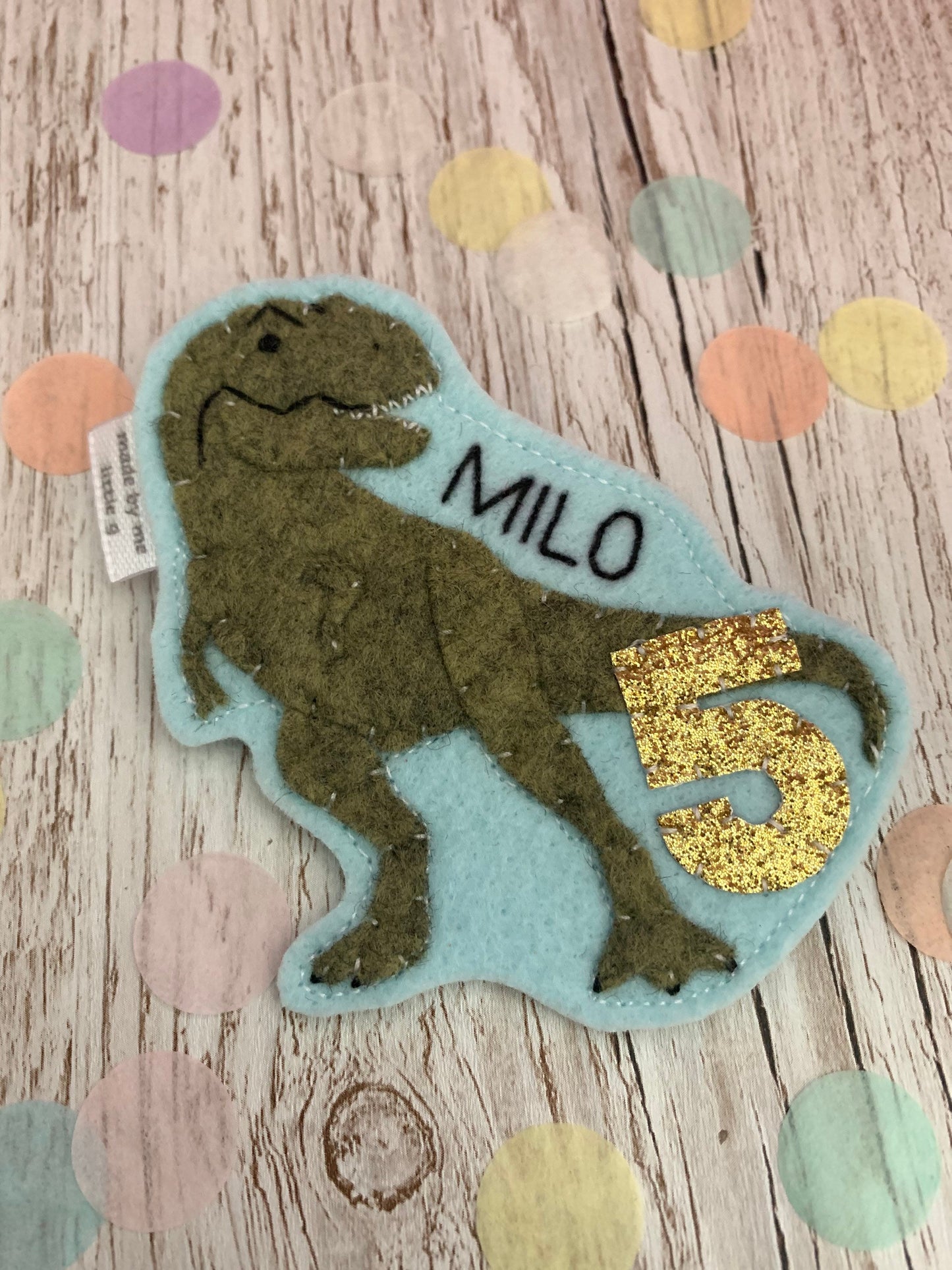 T-Rex dinosaur birthday badge, birthday badge, dino birthday badge, personalised birthday badge