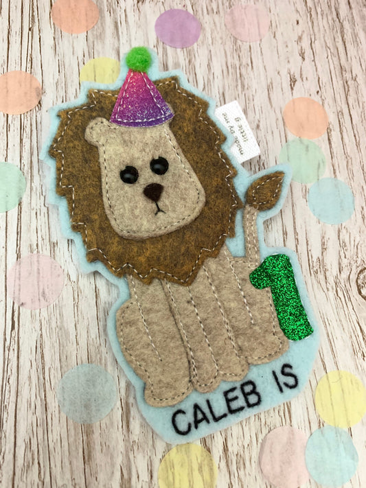 Lion birthday badge, PLEASE READ INFO, personalised lion birthday badge, birthday badge, lion badge, lion birthday