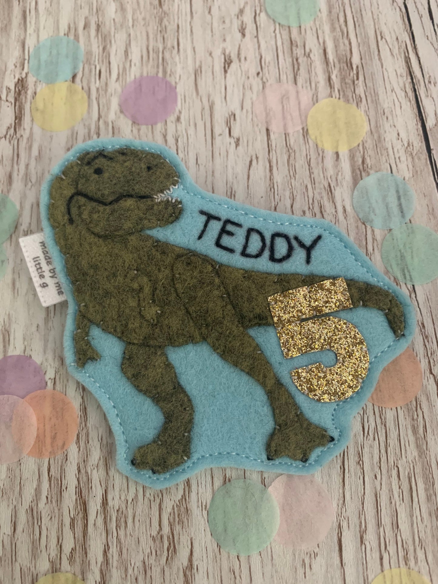 T-Rex dinosaur birthday badge, birthday badge, dino birthday badge, personalised birthday badge