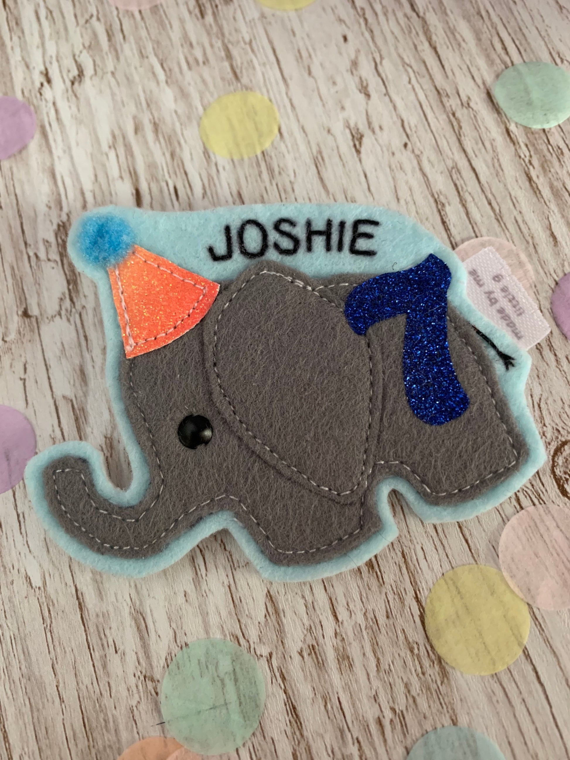 Elephant birthday badge, PLEASE READ INFO, personalised elephant birthday badge, birthday badge