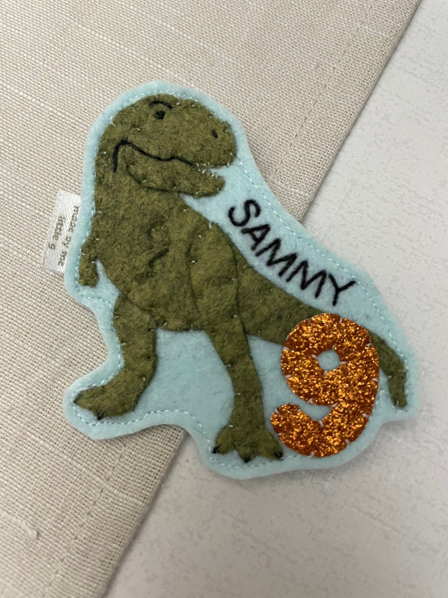 T-Rex dinosaur birthday badge, birthday badge, dino birthday badge, personalised birthday badge